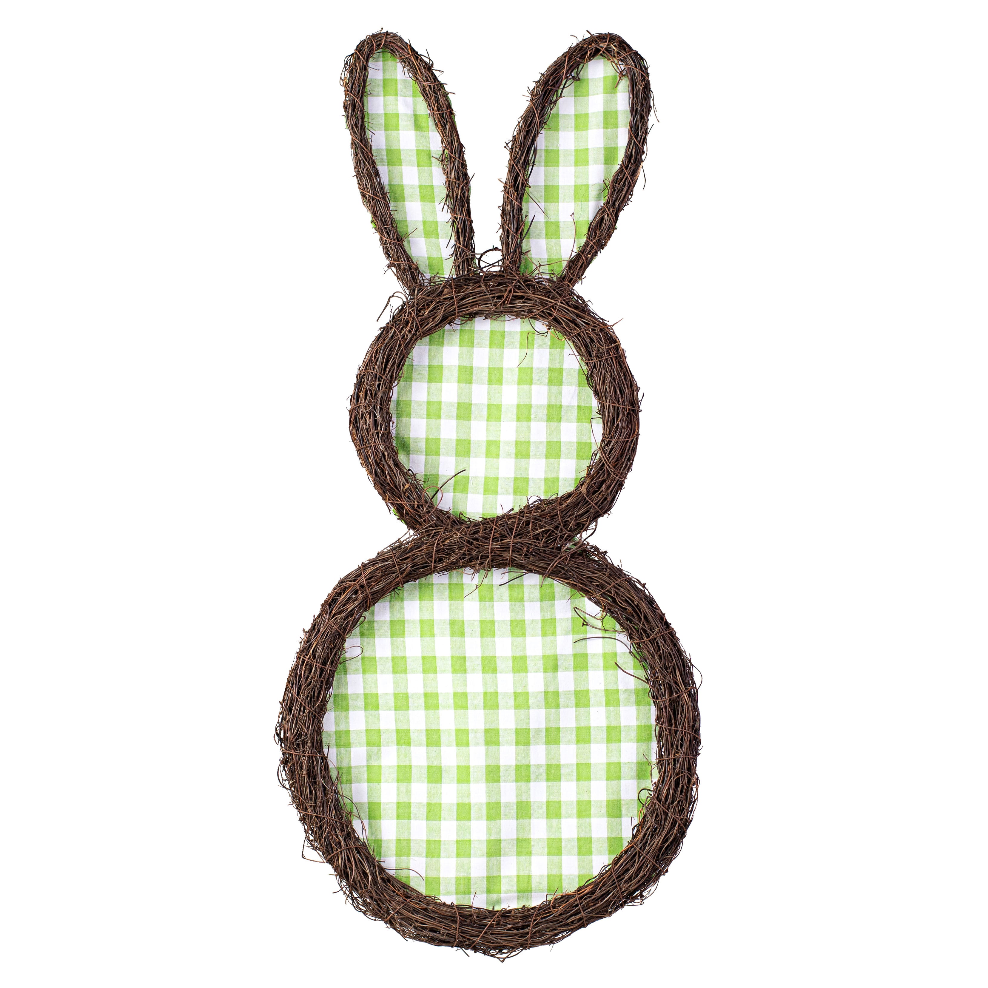 26" Check Bunny Grapevine Hanger: Green & White Item Number: HE721809
