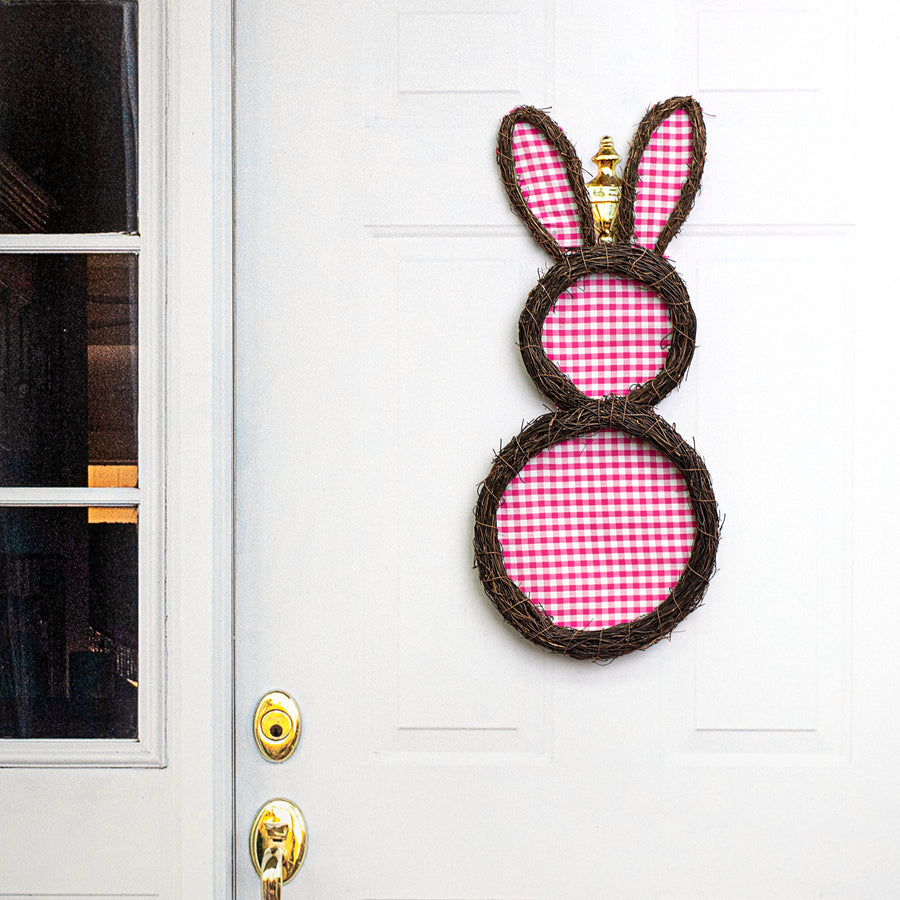26" Check Bunny Grapevine Hanger: Pink & White Lifestyle Photo