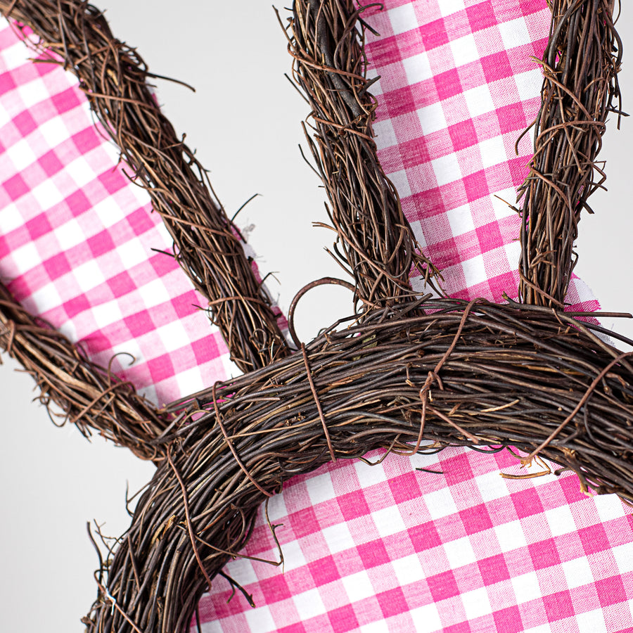 26" Check Bunny Grapevine Hanger: Pink & White detail photo 3