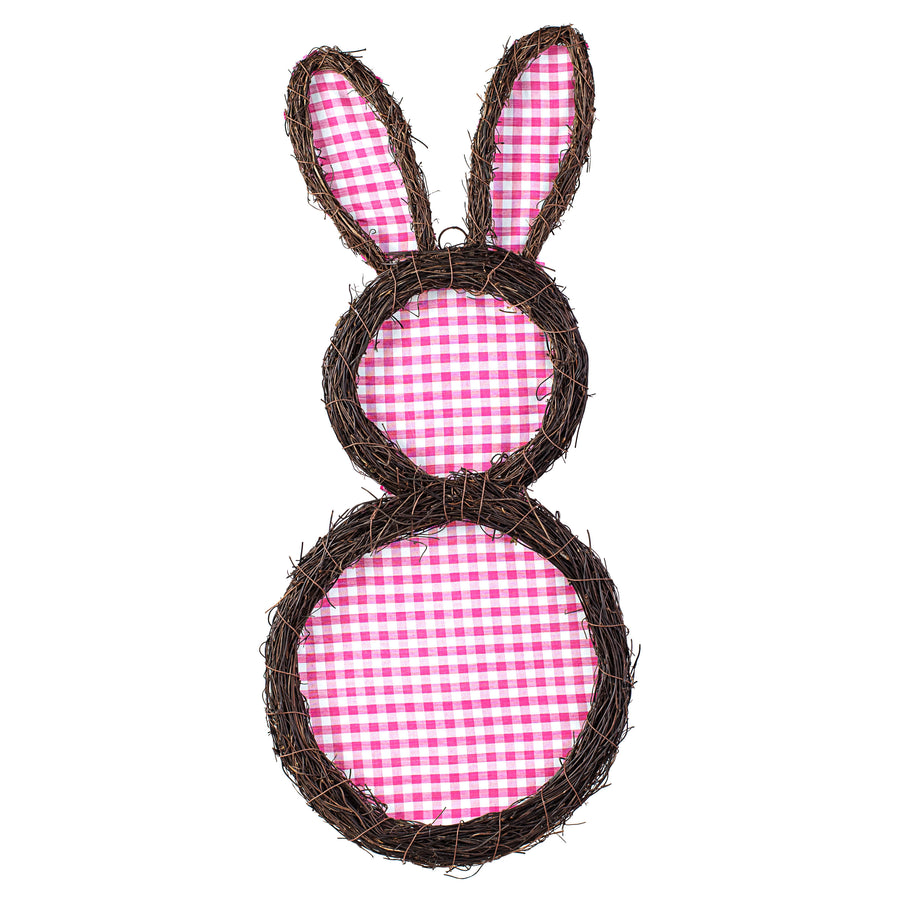 26" Check Bunny Grapevine Hanger: Pink & White Item Number: HE721822