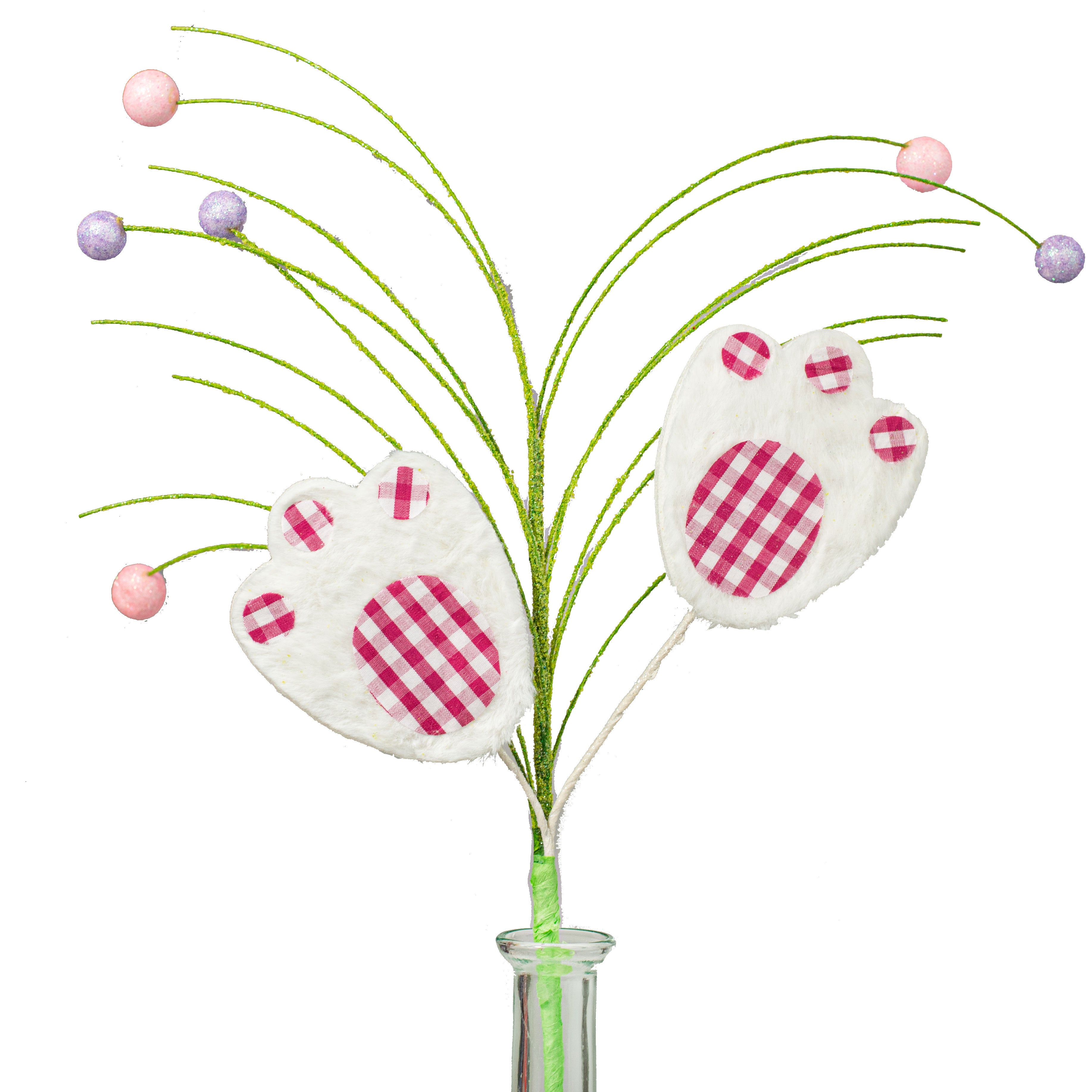 18" Check Bunny Paws Spray: Fuchsia Item Number: 62603BTWT