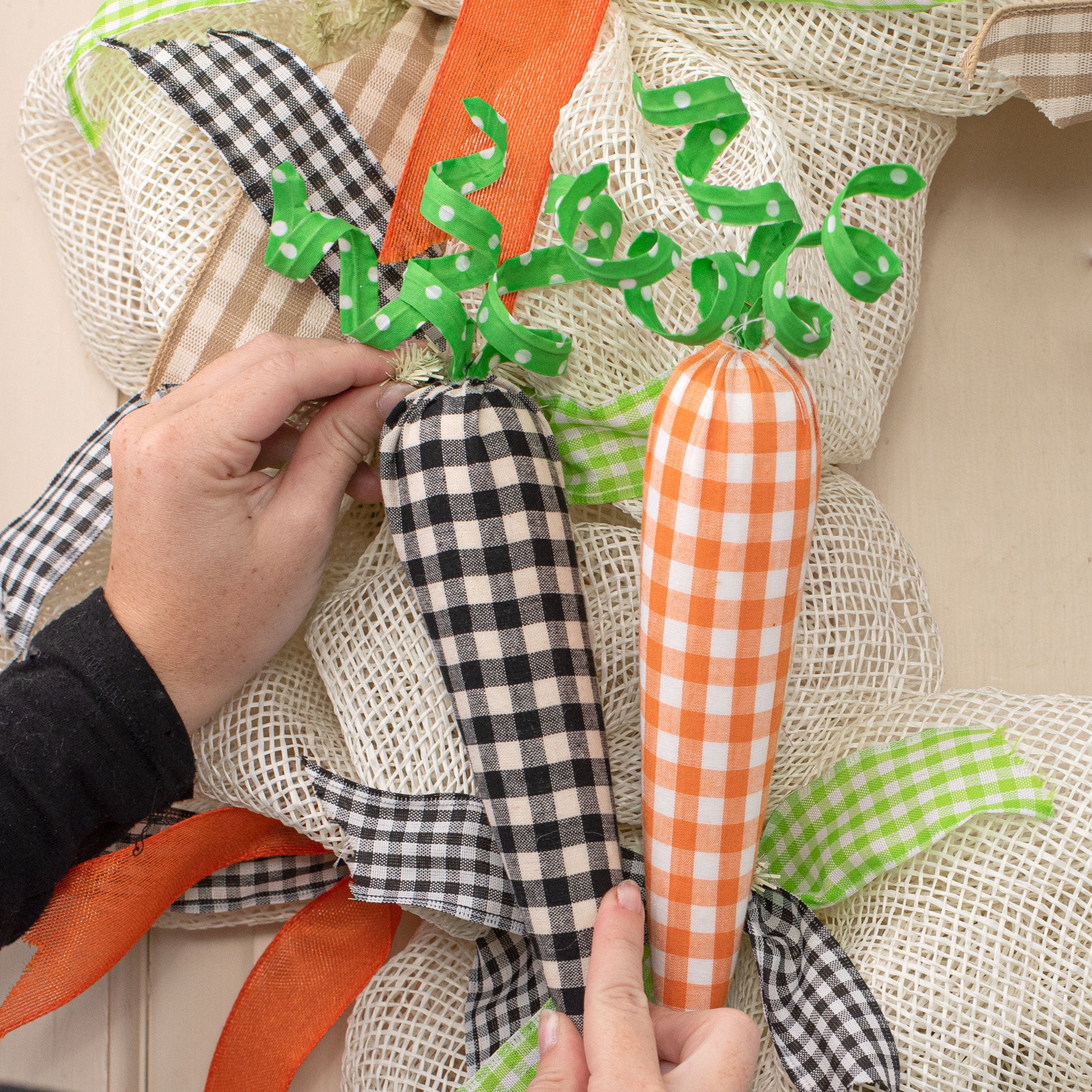 14" Check Carrot Ornament: Black Lifestyle Photo