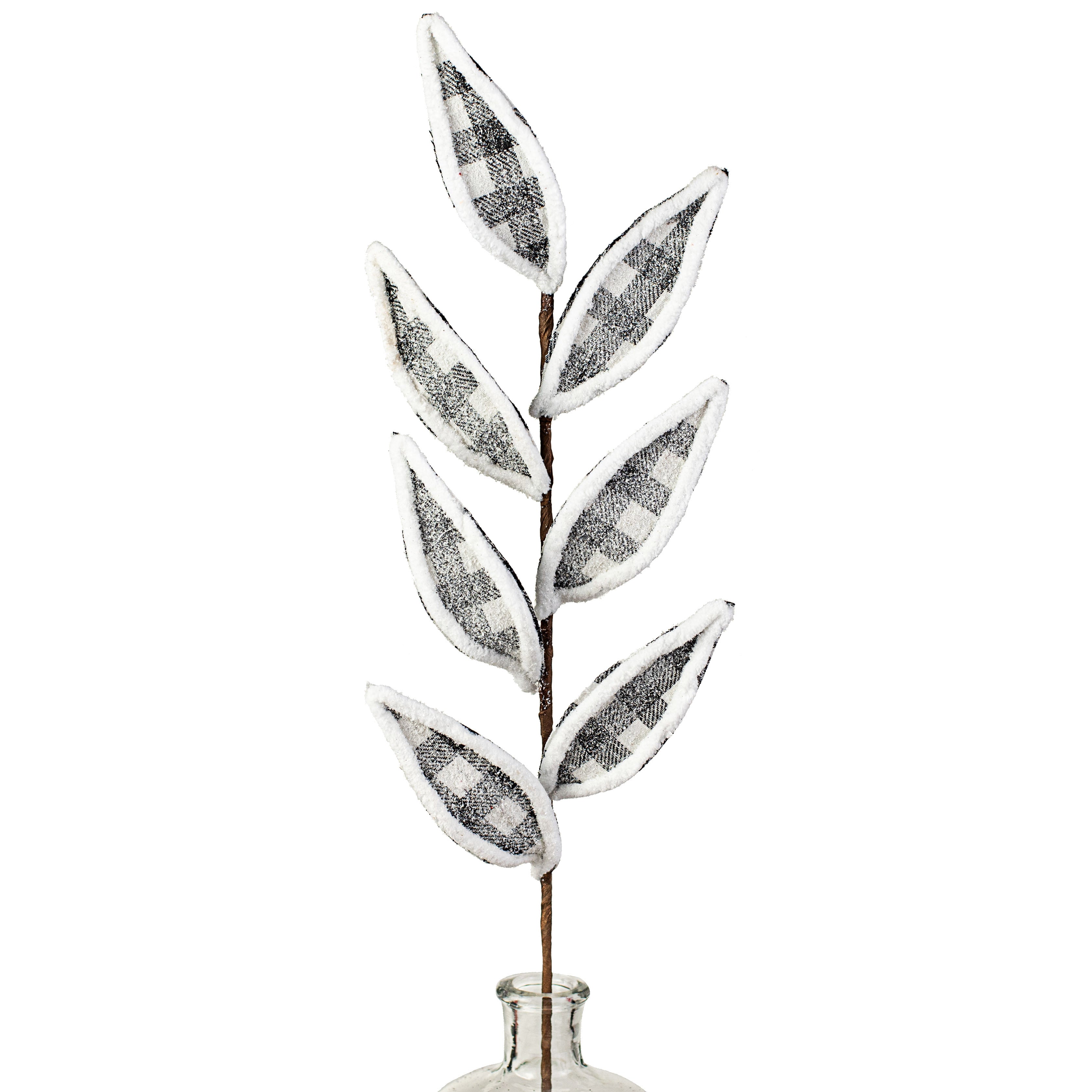 28" Check Leaf Piping Stem: Black & White Item Number: 131300