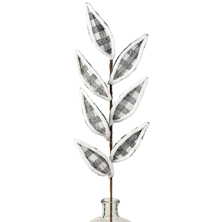 28" Check Leaf Piping Stem: Black & White Item Number: 131300