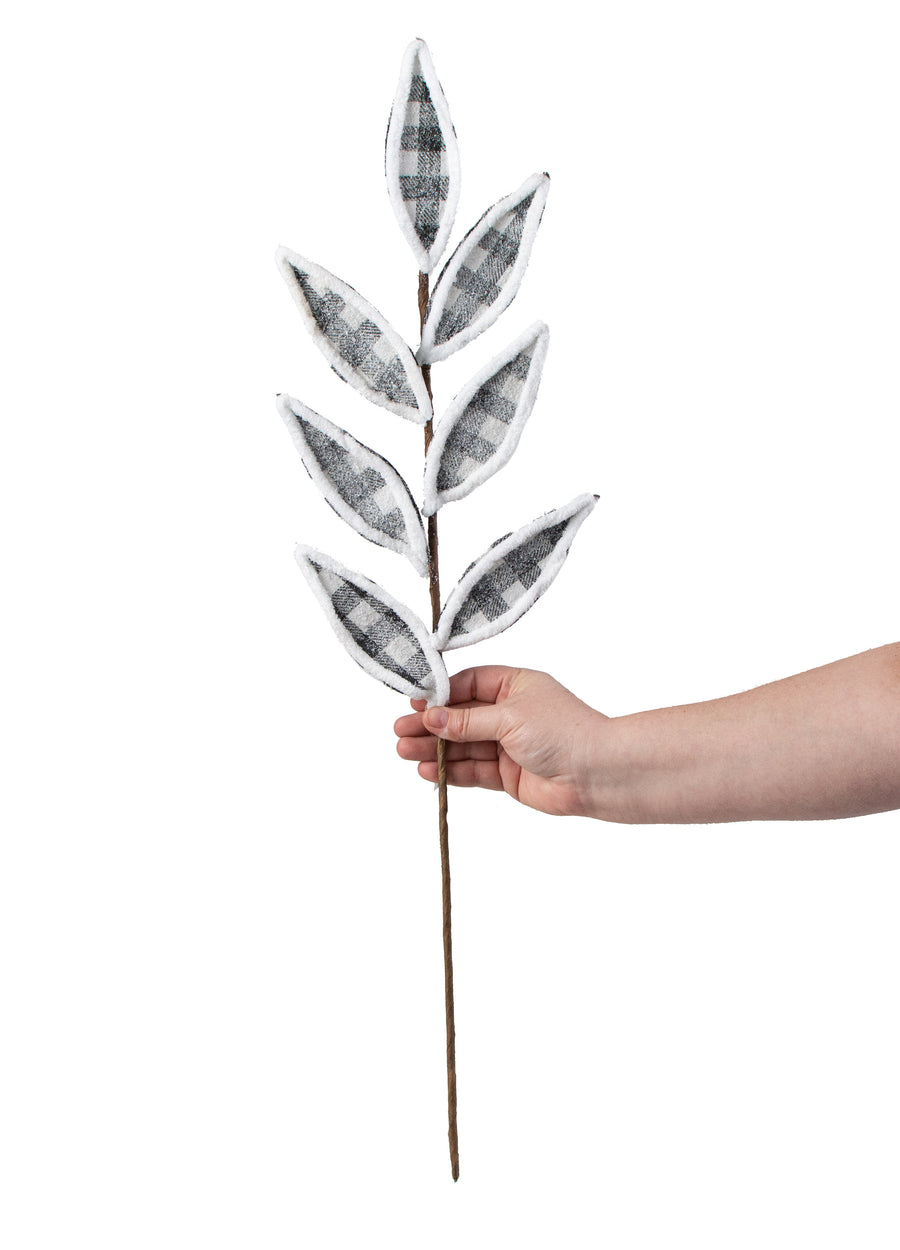 28" Check Leaf Piping Stem: Black & White detail photo 3
