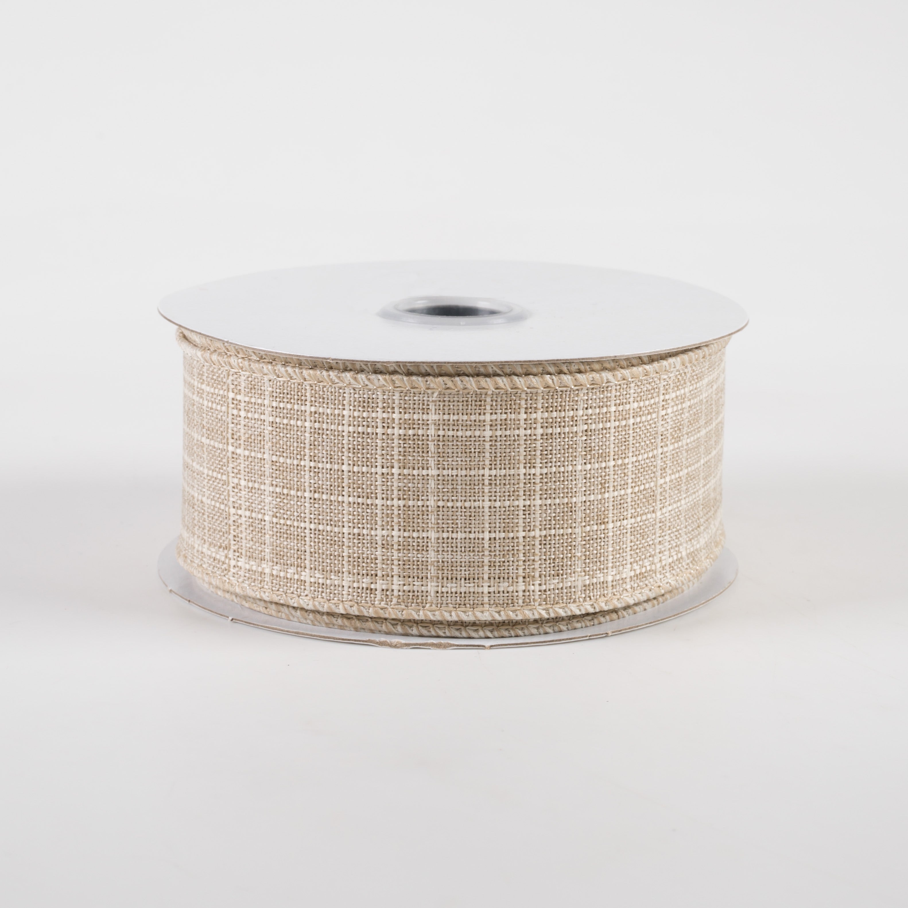 1.5" Check Royal Burlap Ribbon: Beige (10 Yards)
