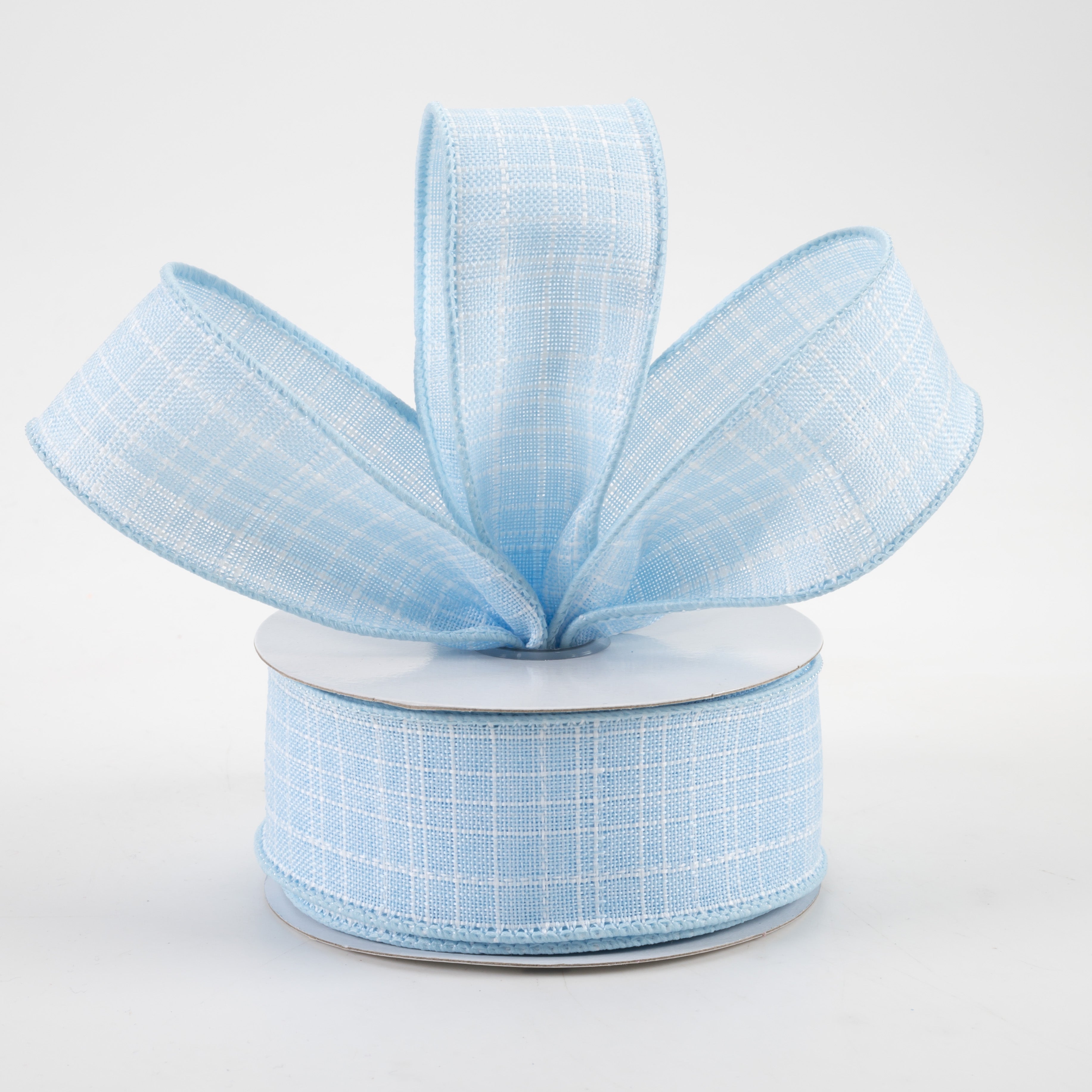 1.5" Check Royal Burlap Ribbon: Blue (10 Yards) Lifestyle Photo