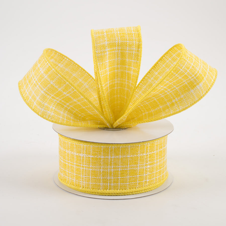 1.5" Check Royal Burlap Ribbon: Yellow (10 Yards) Lifestyle Photo