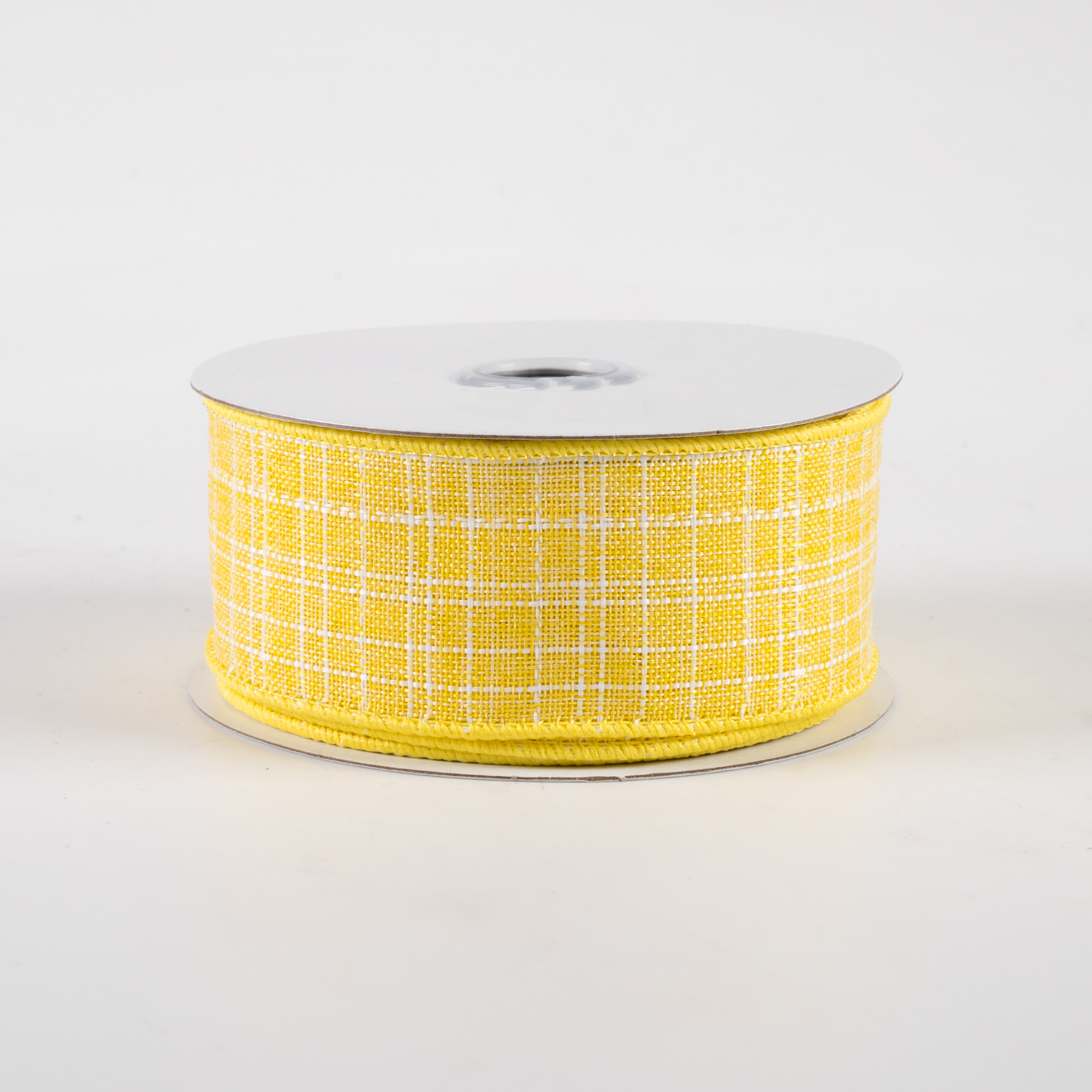 1.5" Check Royal Burlap Ribbon: Yellow (10 Yards)