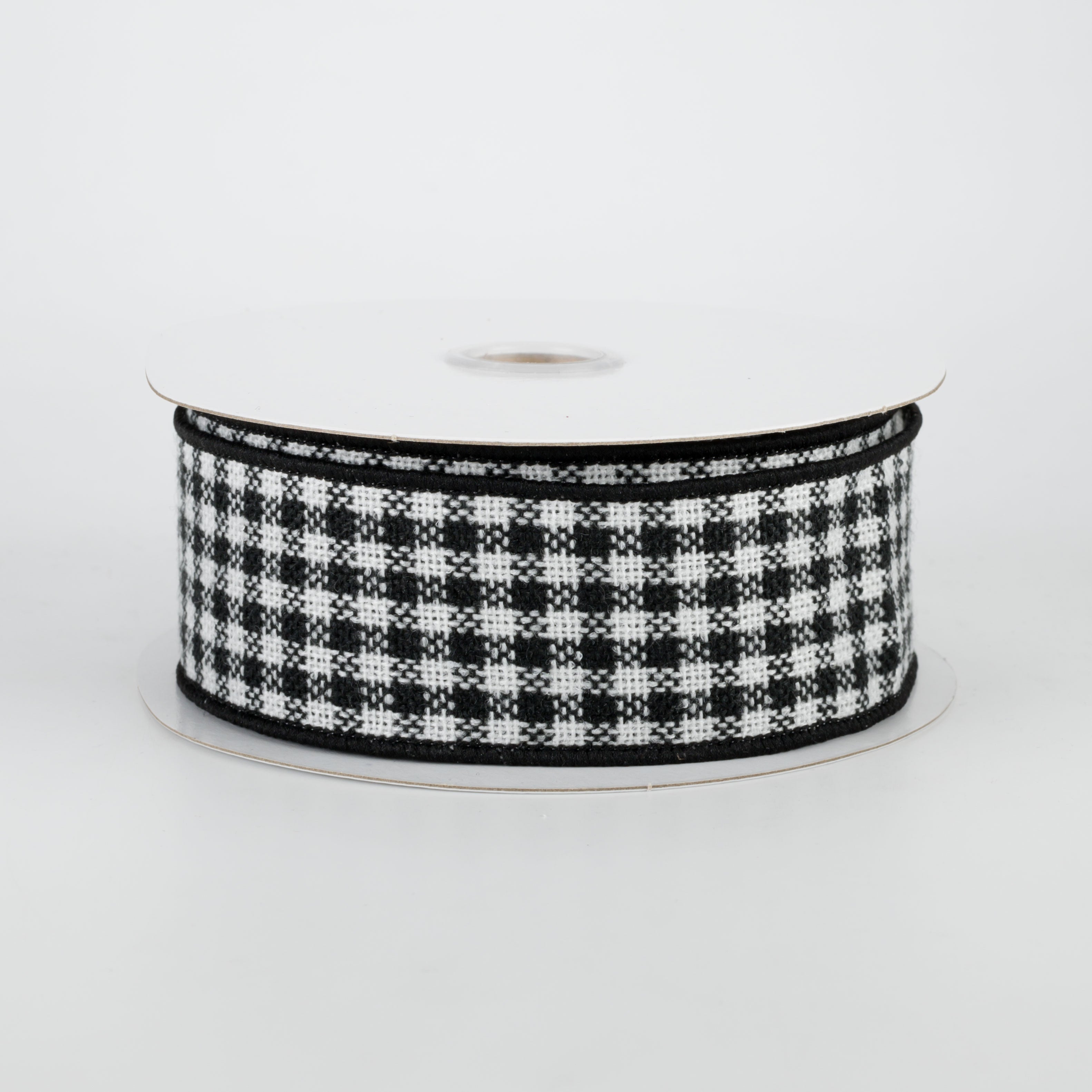 1.5" Check Woven Flannel Ribbon: Black & White (10 yards)