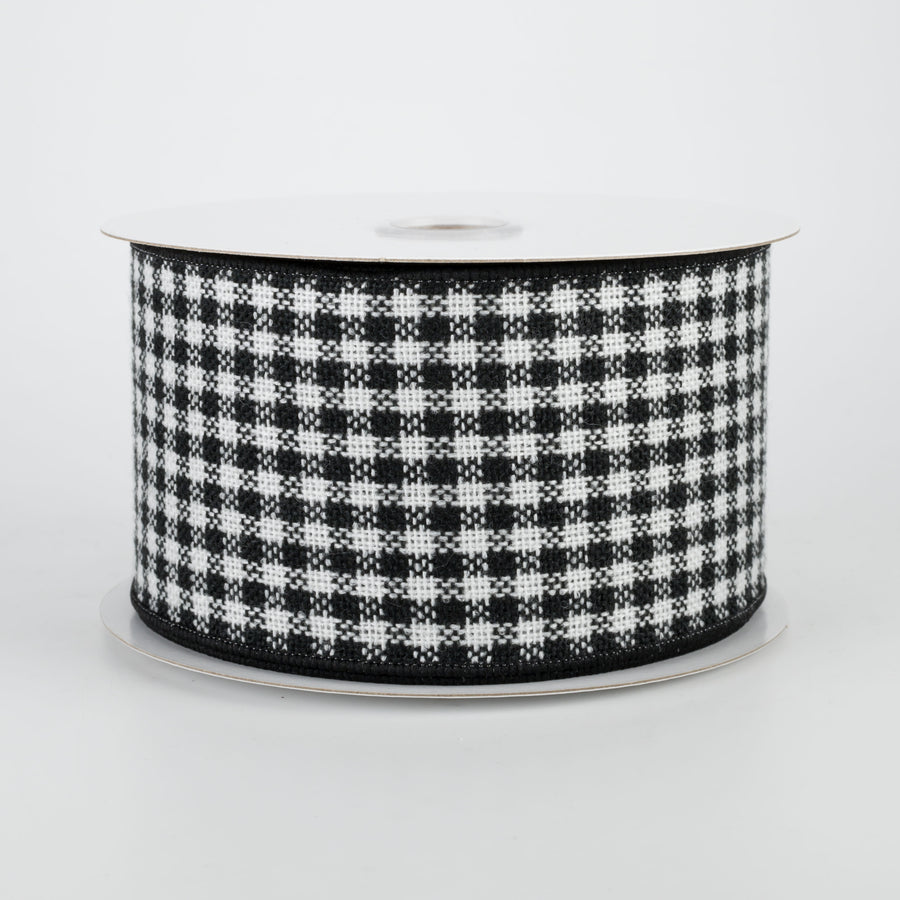 2.5" Check Woven Flannel Ribbon: Black & White (10 yards)