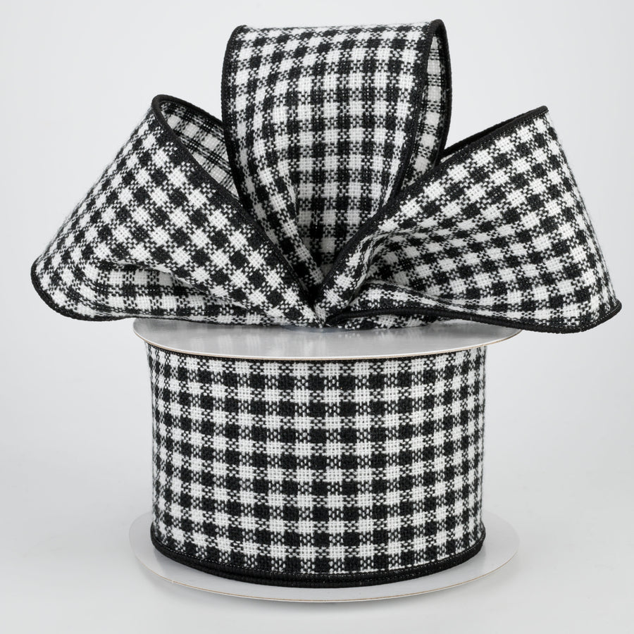 2.5" Check Woven Flannel Ribbon: Black & White (10 yards) Lifestyle Photo