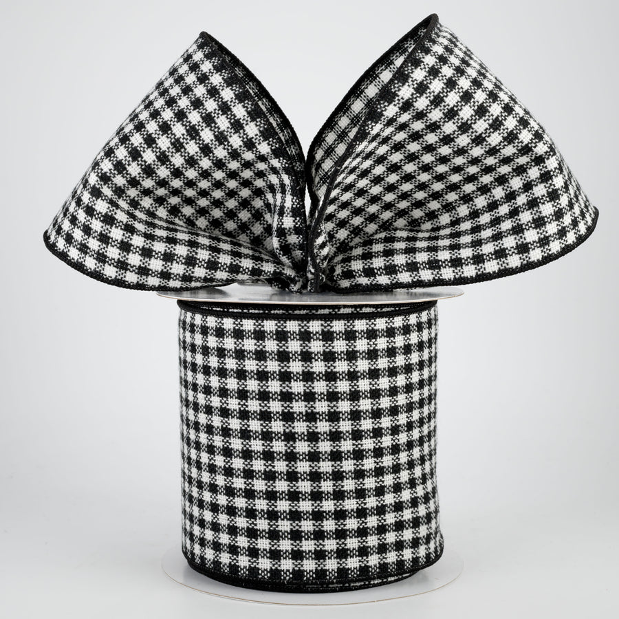 4" Check Woven Flannel Ribbon: Black & White (10 yards) Lifestyle Photo