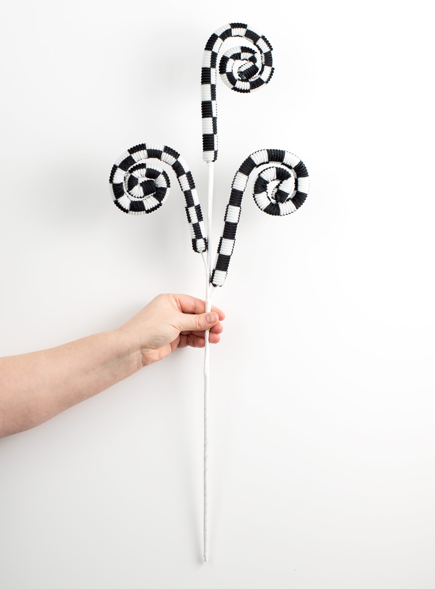 28" Checker Curly Spray: Black & White detail photo 3