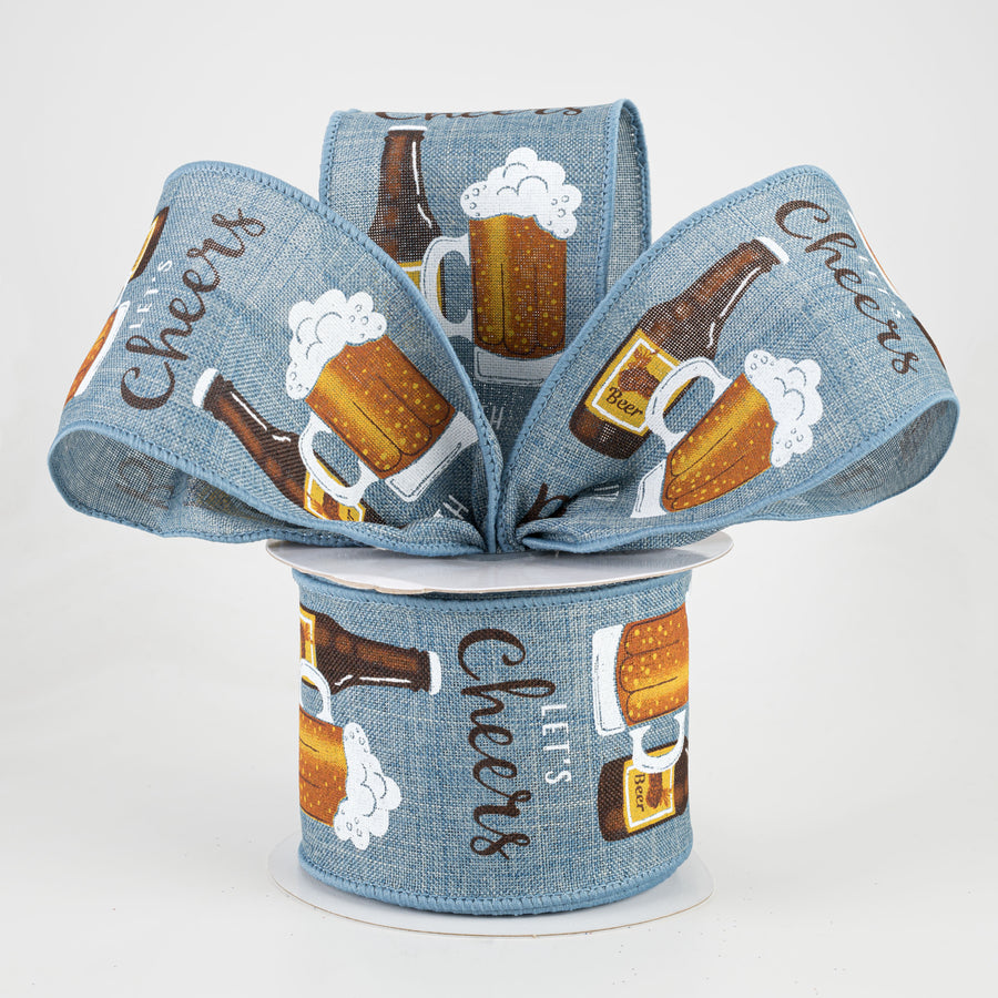2.5" Cheers With Beers Ribbon: Faded Denim (10 Yards) Lifestyle Photo