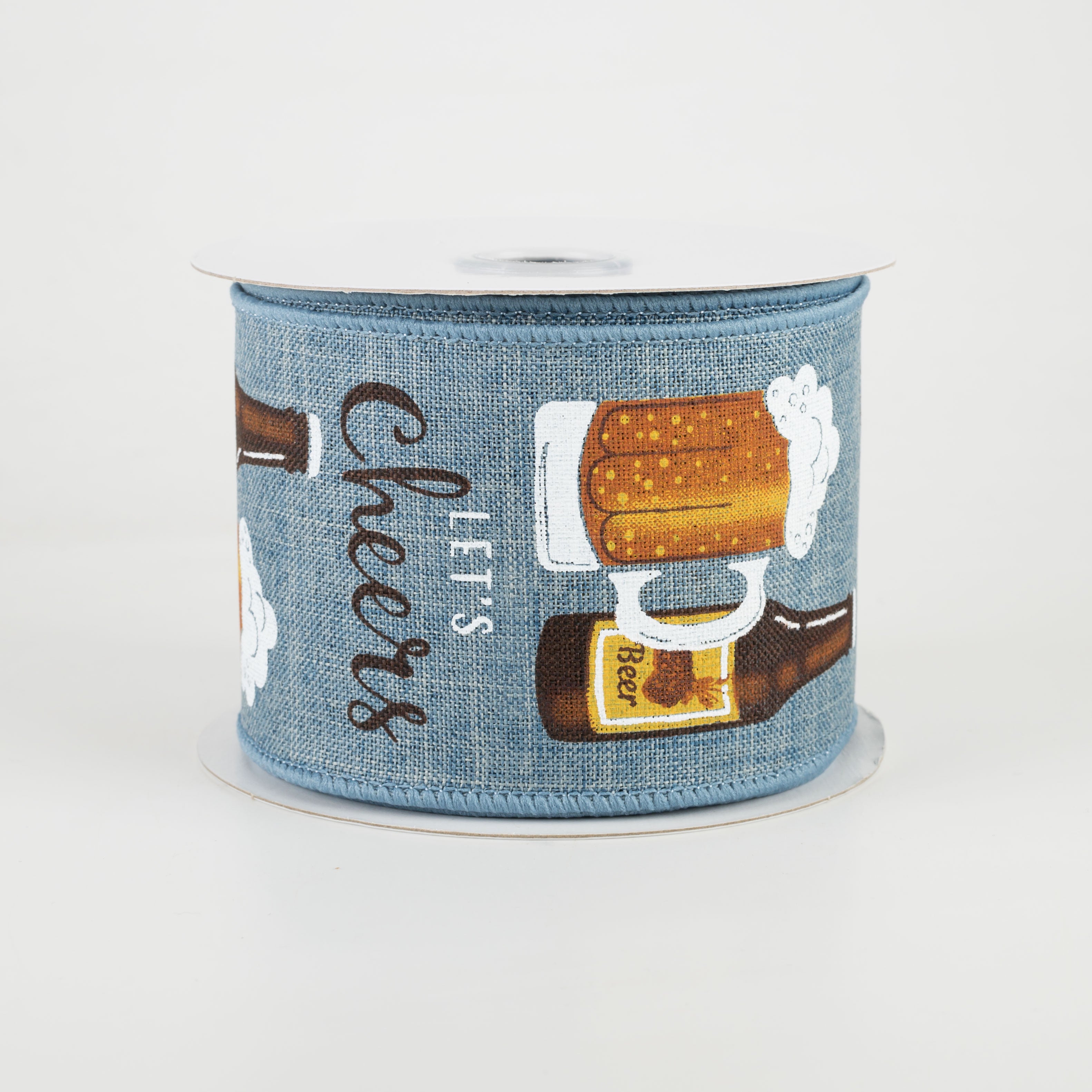 2.5" Cheers With Beers Ribbon: Faded Denim (10 Yards)