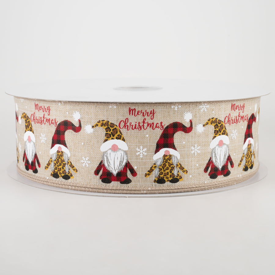 2.5" Cheetah & Buffalo Plaid Gnome Ribbon (50 Yards)