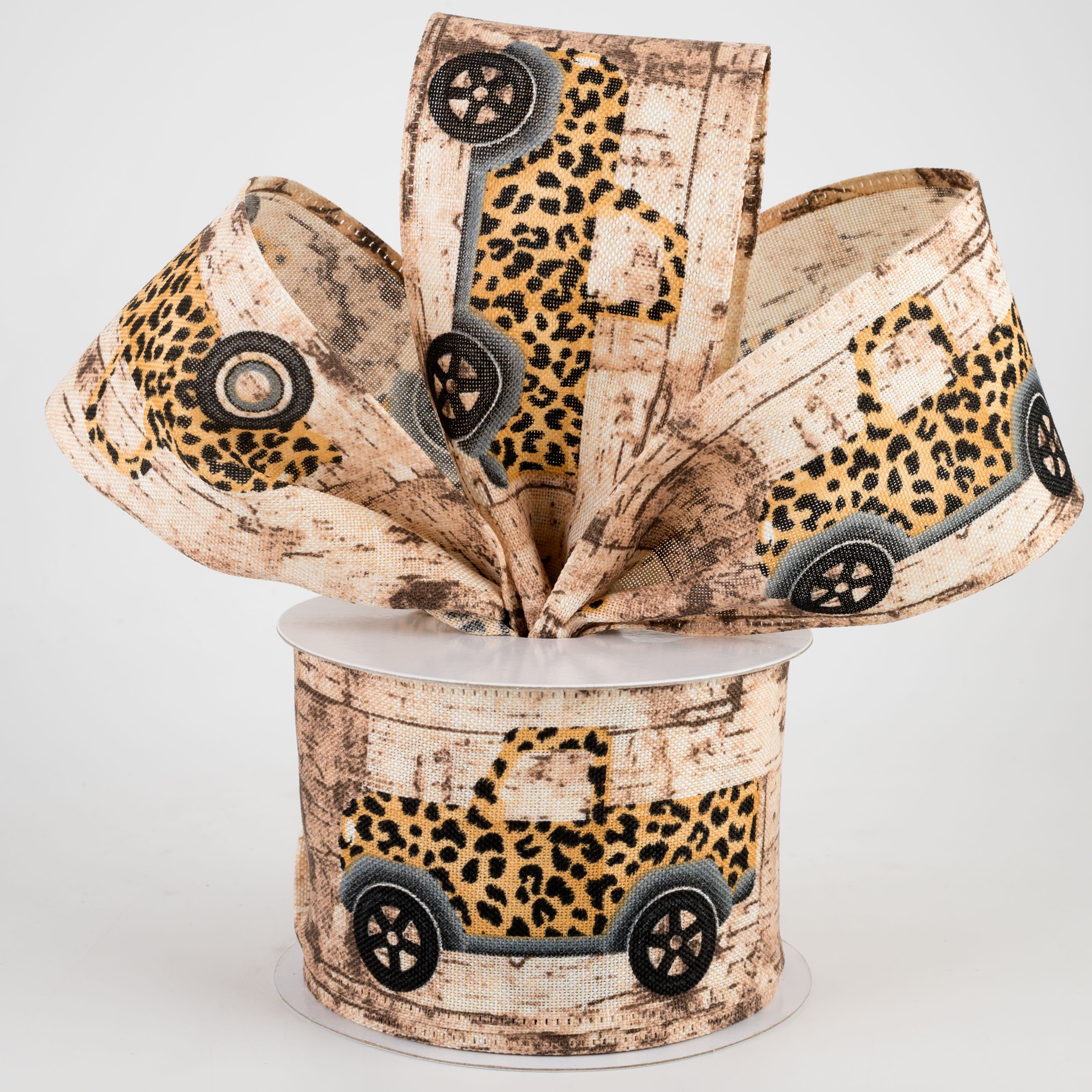 2.5" Cheetah Truck Birch Bark Ribbon (10 Yards) Lifestyle Photo