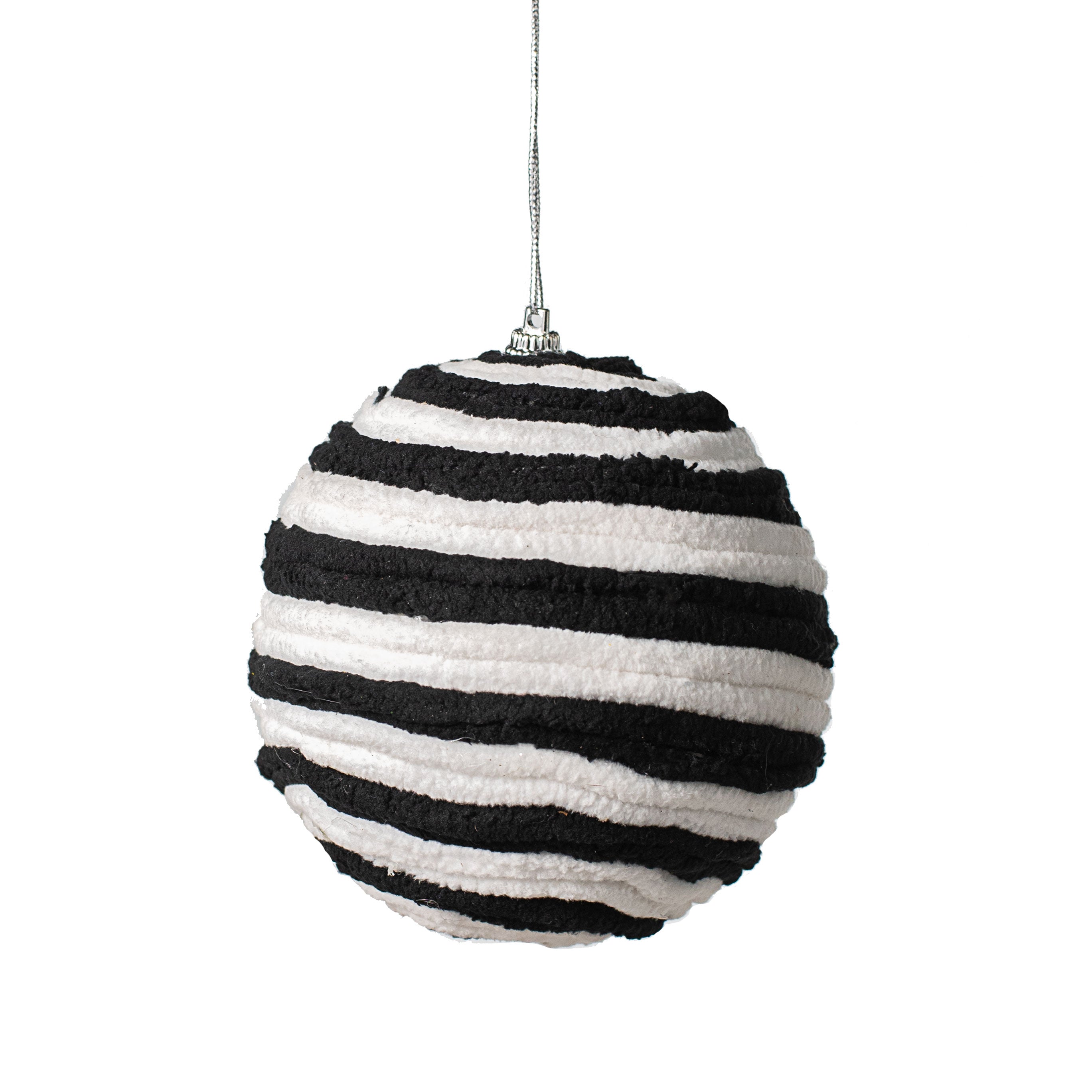 4.5" Chenille Ball Ornament: Black & White Item Number: 84156BKWT