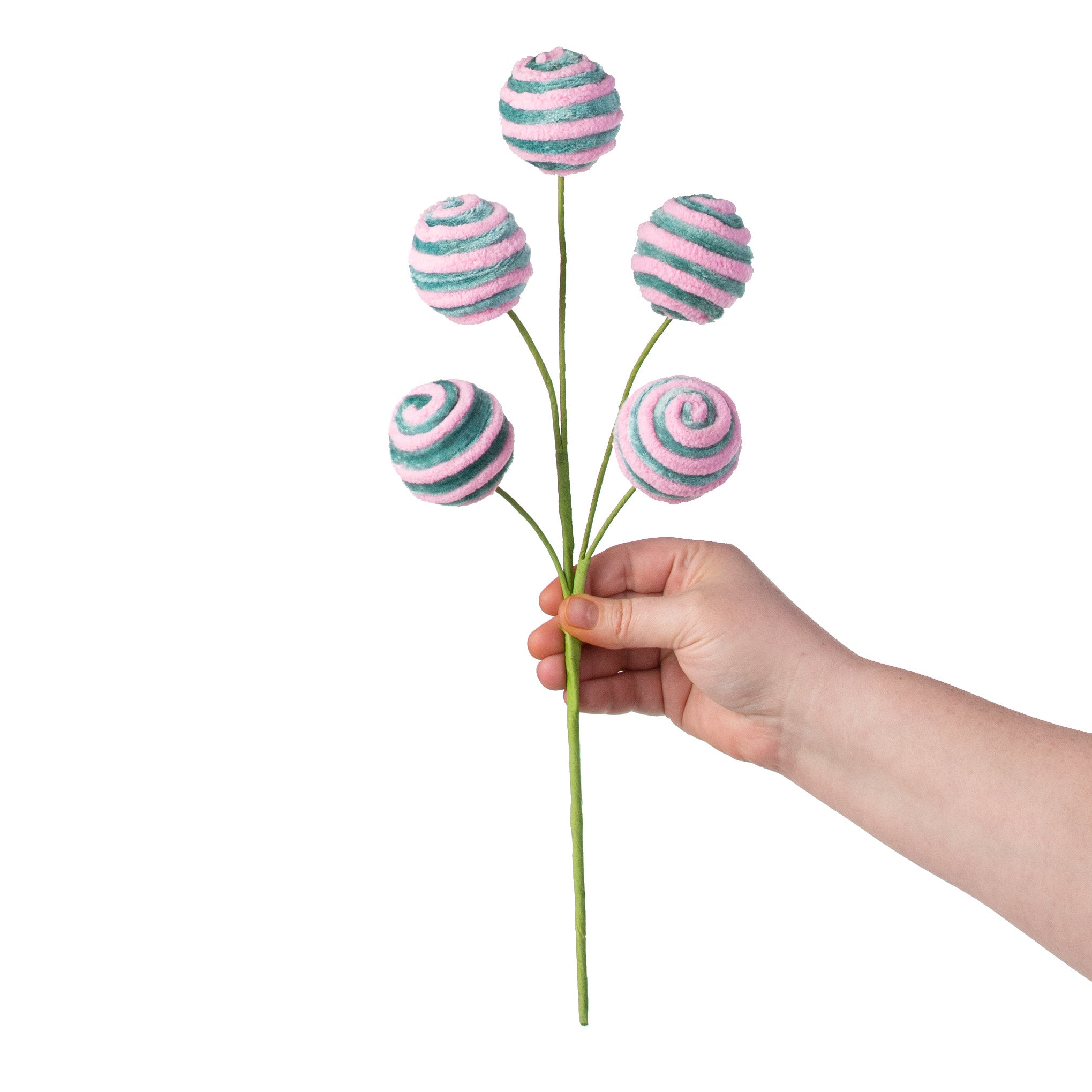 17" Chenille Ball Pick: Pink & Blue detail photo 3