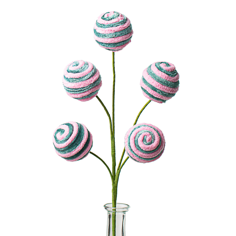 17" Chenille Ball Pick: Pink & Blue Item Number: 62491PKBL