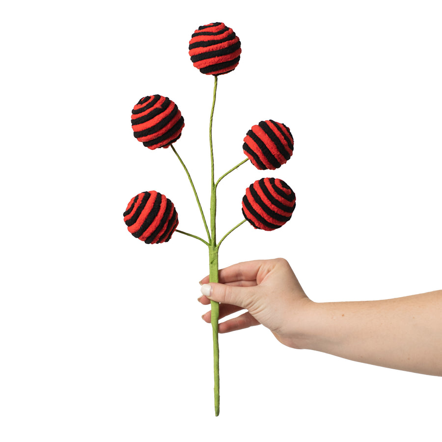 17" Chenille Ball Pick: Red & Black detail photo 3