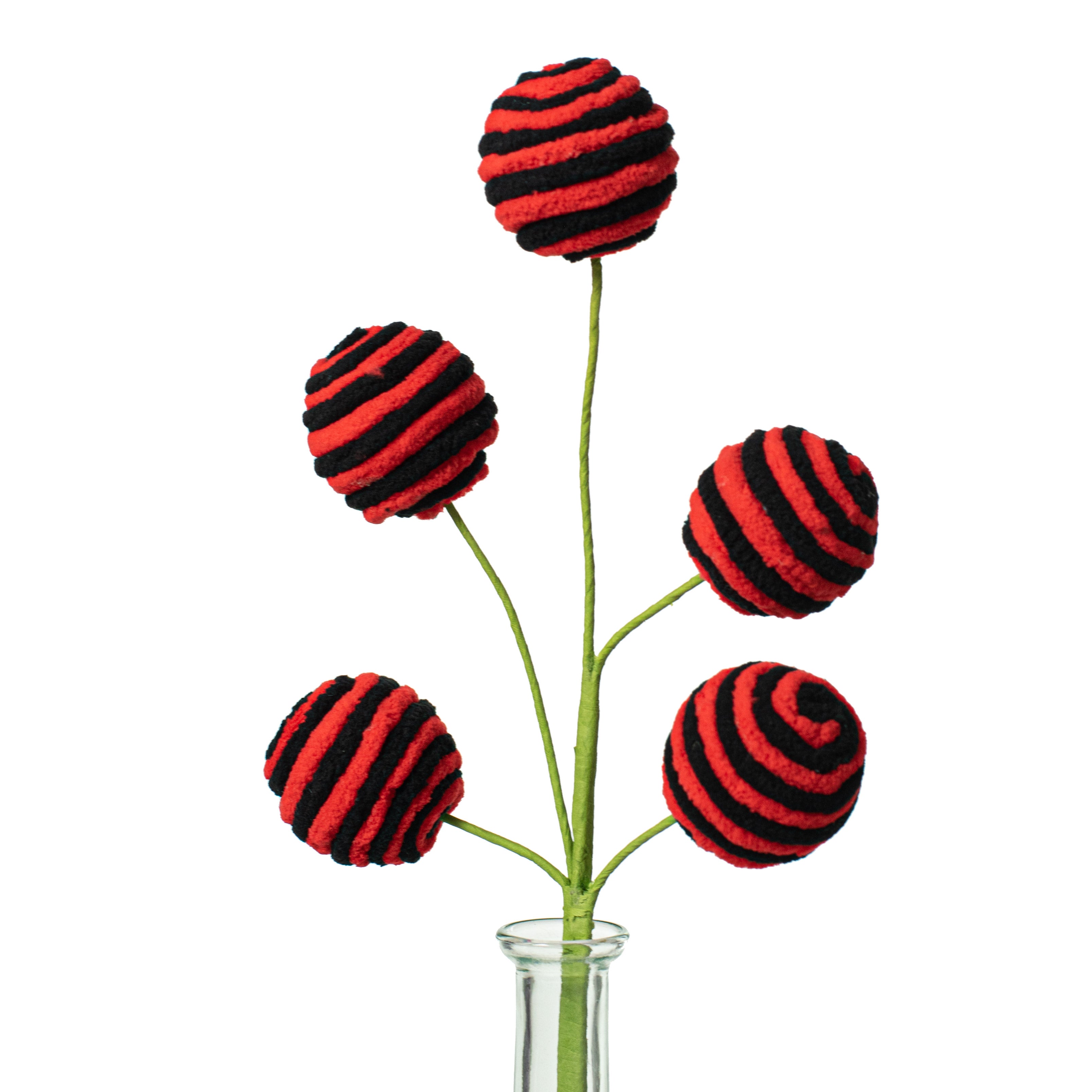 17" Chenille Ball Pick: Red & Black Item Number: 62491RDBK