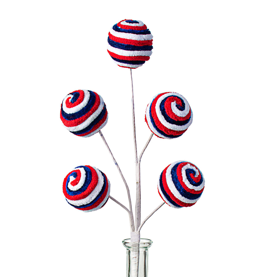 17" Chenille Ball Pick: RWB Item Number: 74189RWB