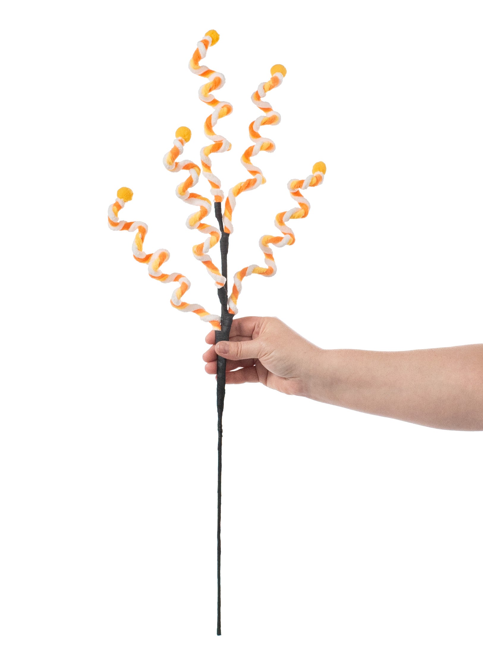 30" Chenille Curly Spray: Candy Corn detail photo 3
