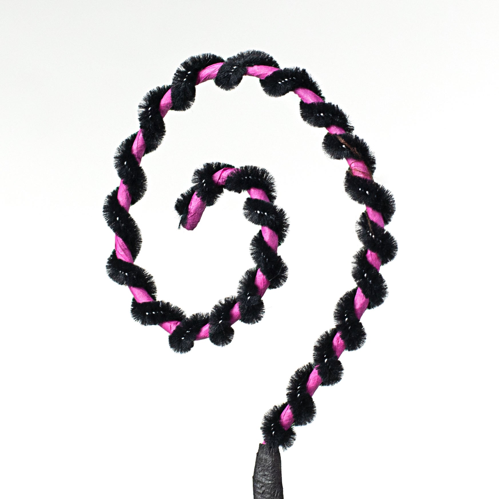 26" Chenille Curly Spray: Fuchsia & Black Lifestyle Photo