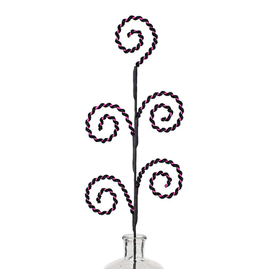 26" Chenille Curly Spray: Fuchsia & Black Item Number: 56520BTBK