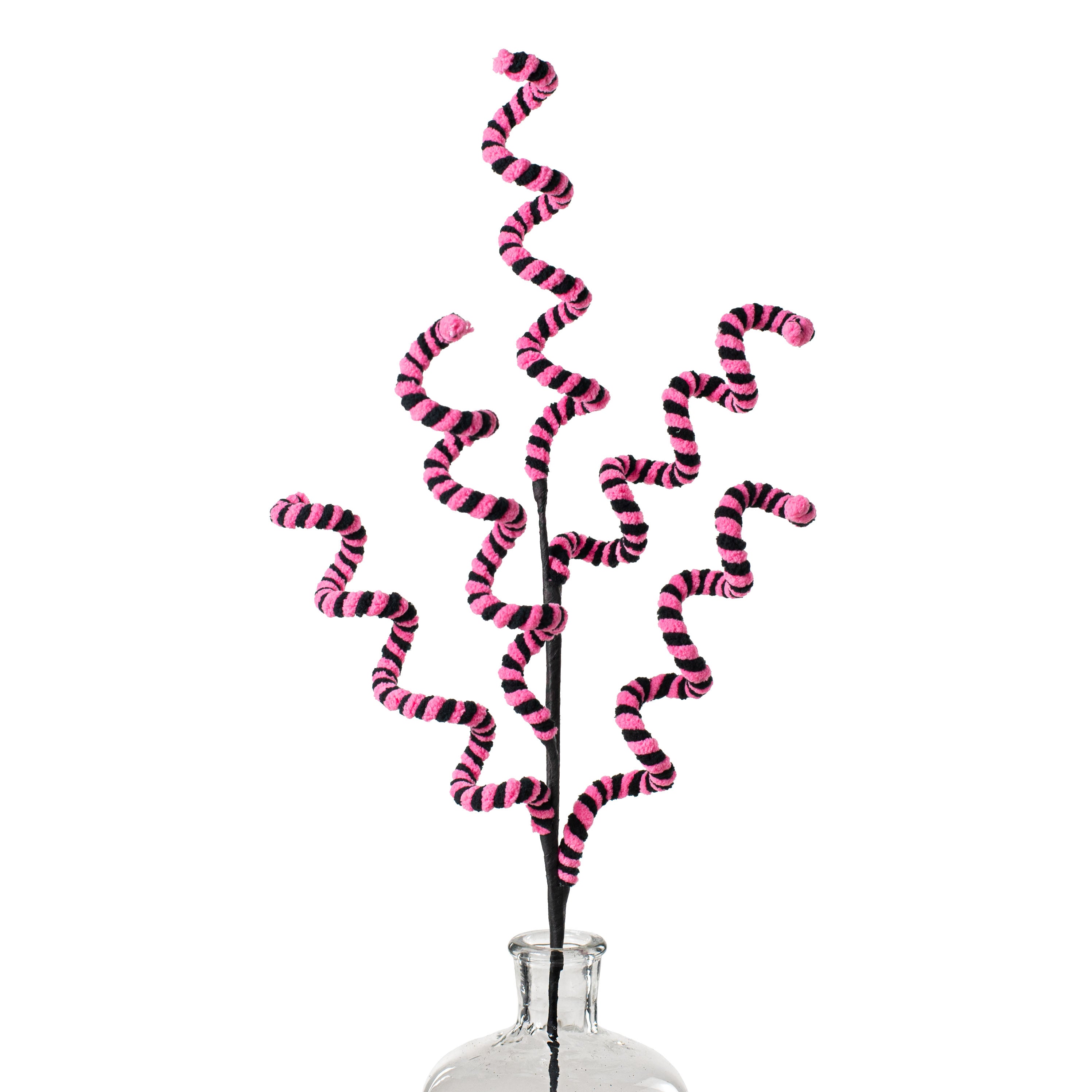 30" Chenille Curly Spray: Fuchsia & Black Item Number: 56887BTBK