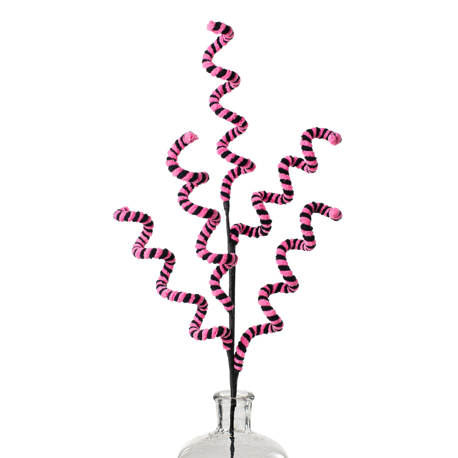 30" Chenille Curly Spray: Fuchsia & Black Item Number: 56887BTBK