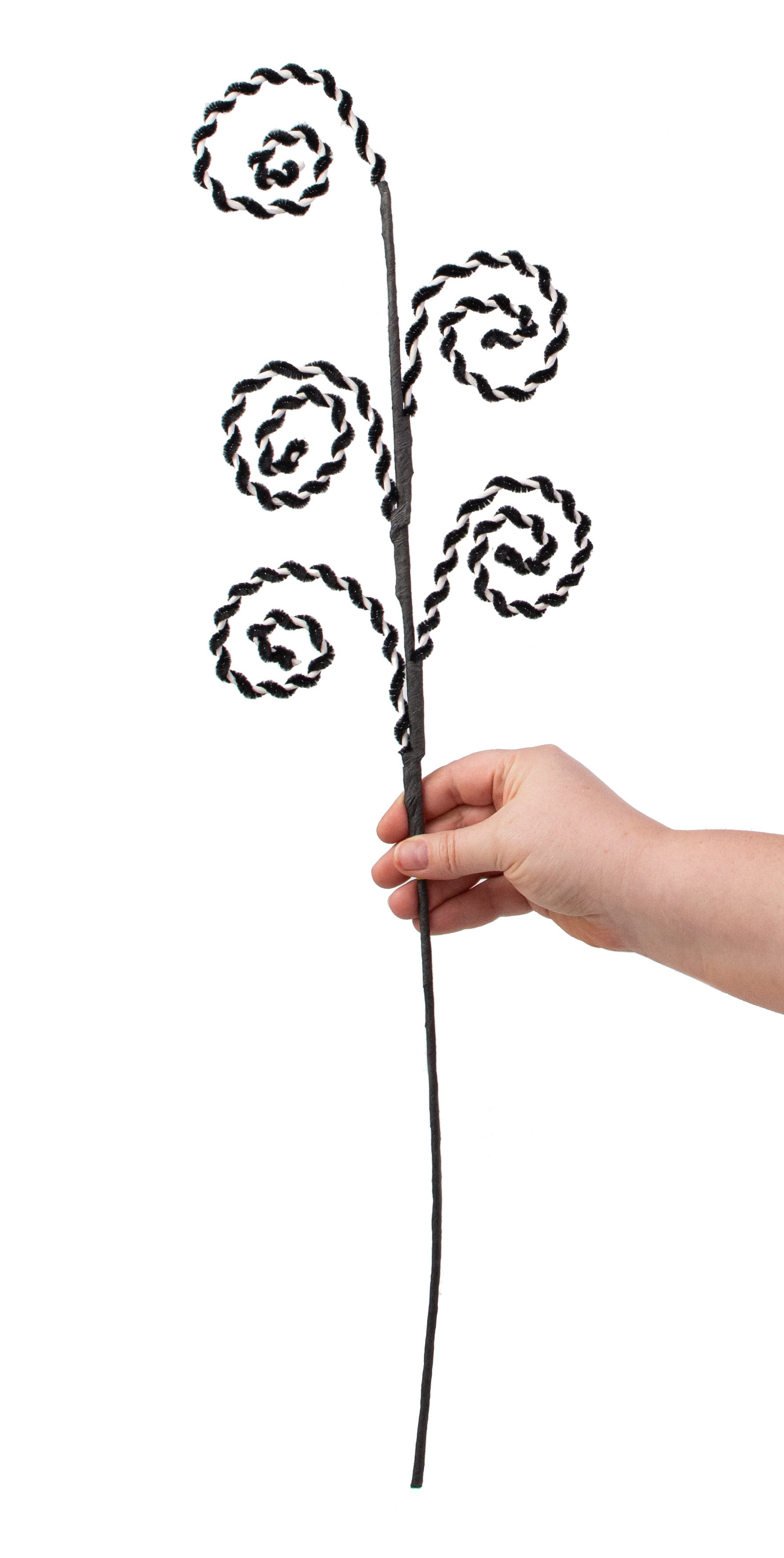 26" Chenille Curly Spray: White & Black detail photo 3