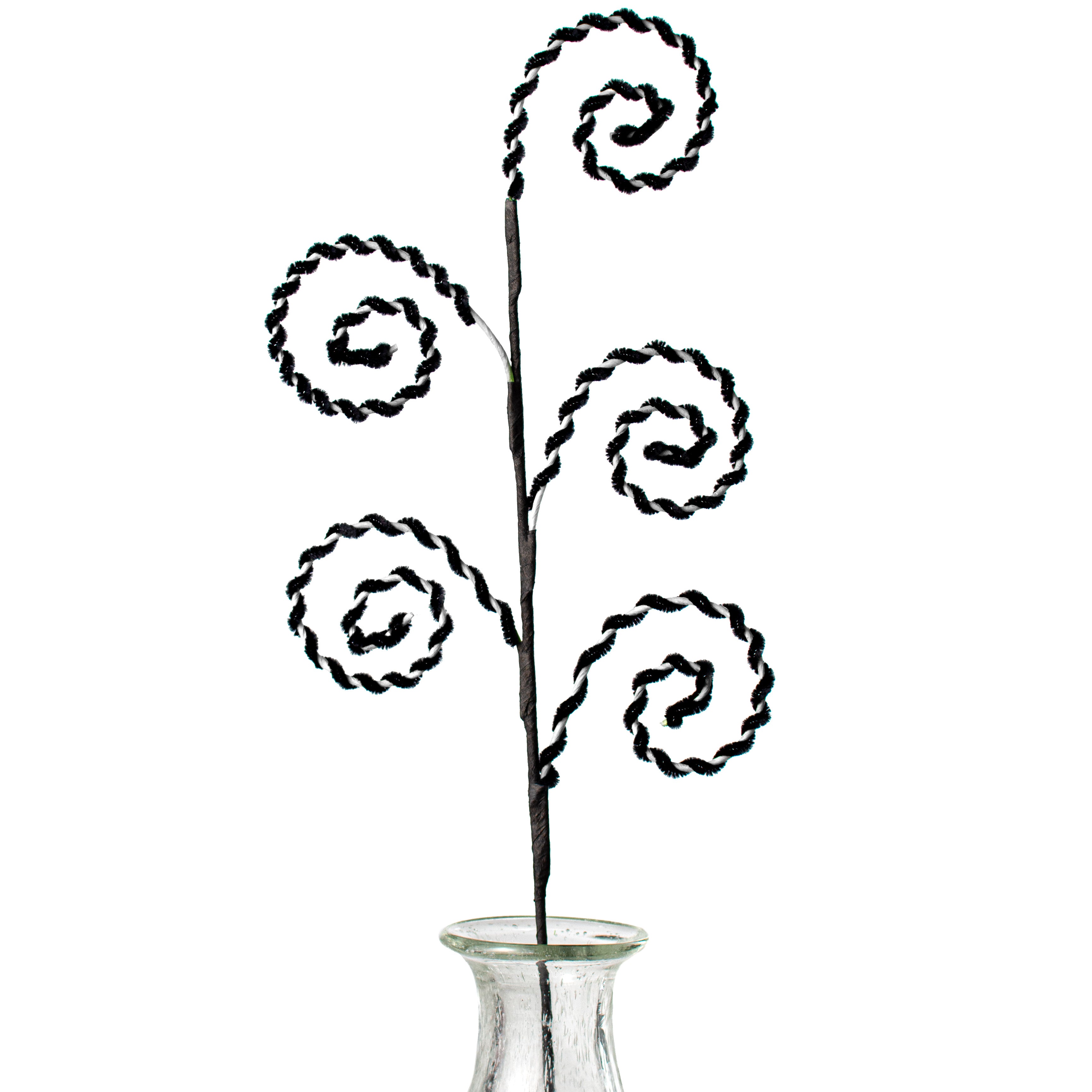 26" Chenille Curly Spray: White & Black Item Number: 56520WTBK
