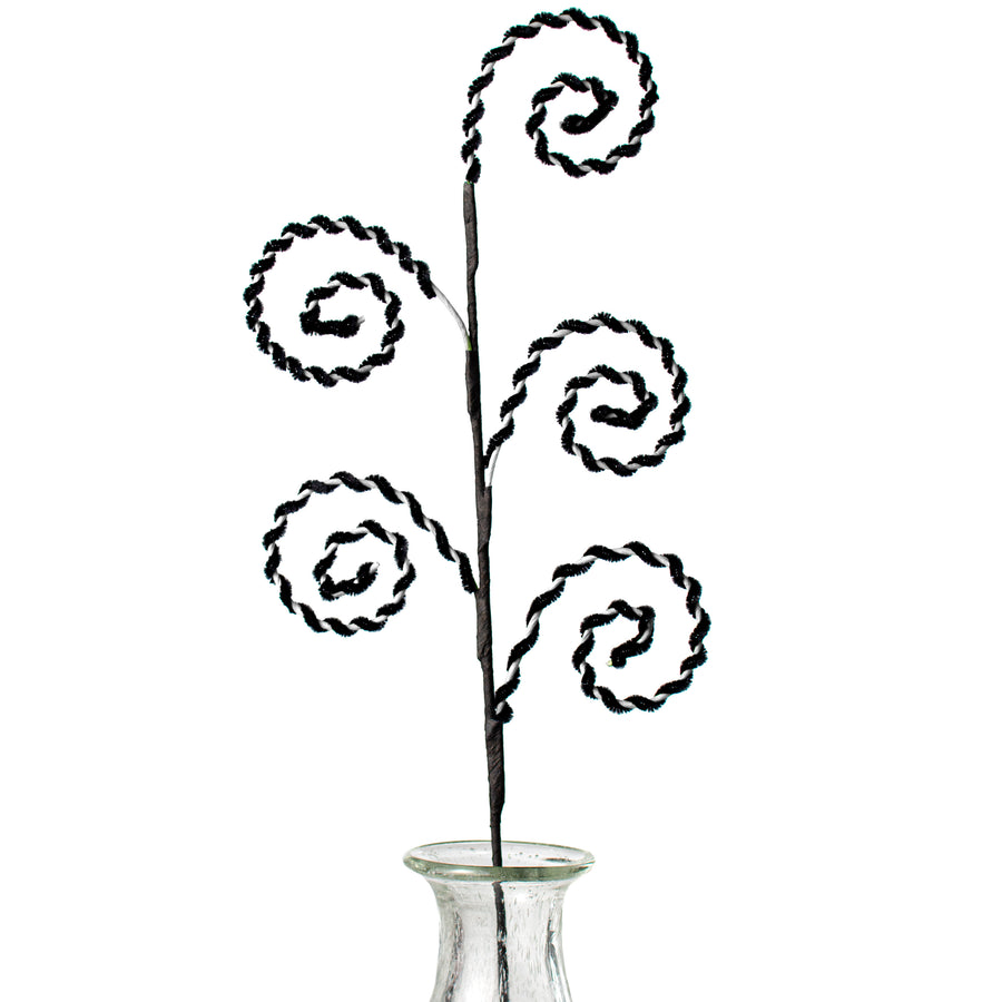 26" Chenille Curly Spray: White & Black Item Number: 56520WTBK