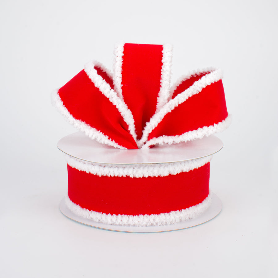 1.5" Chenille Edge Velvet Ribbon: Red (10 Yards) Lifestyle Photo