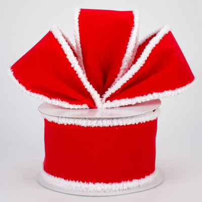 2.5" Chenille Edge Velvet Ribbon: Red & White (10 Yards) Lifestyle Photo