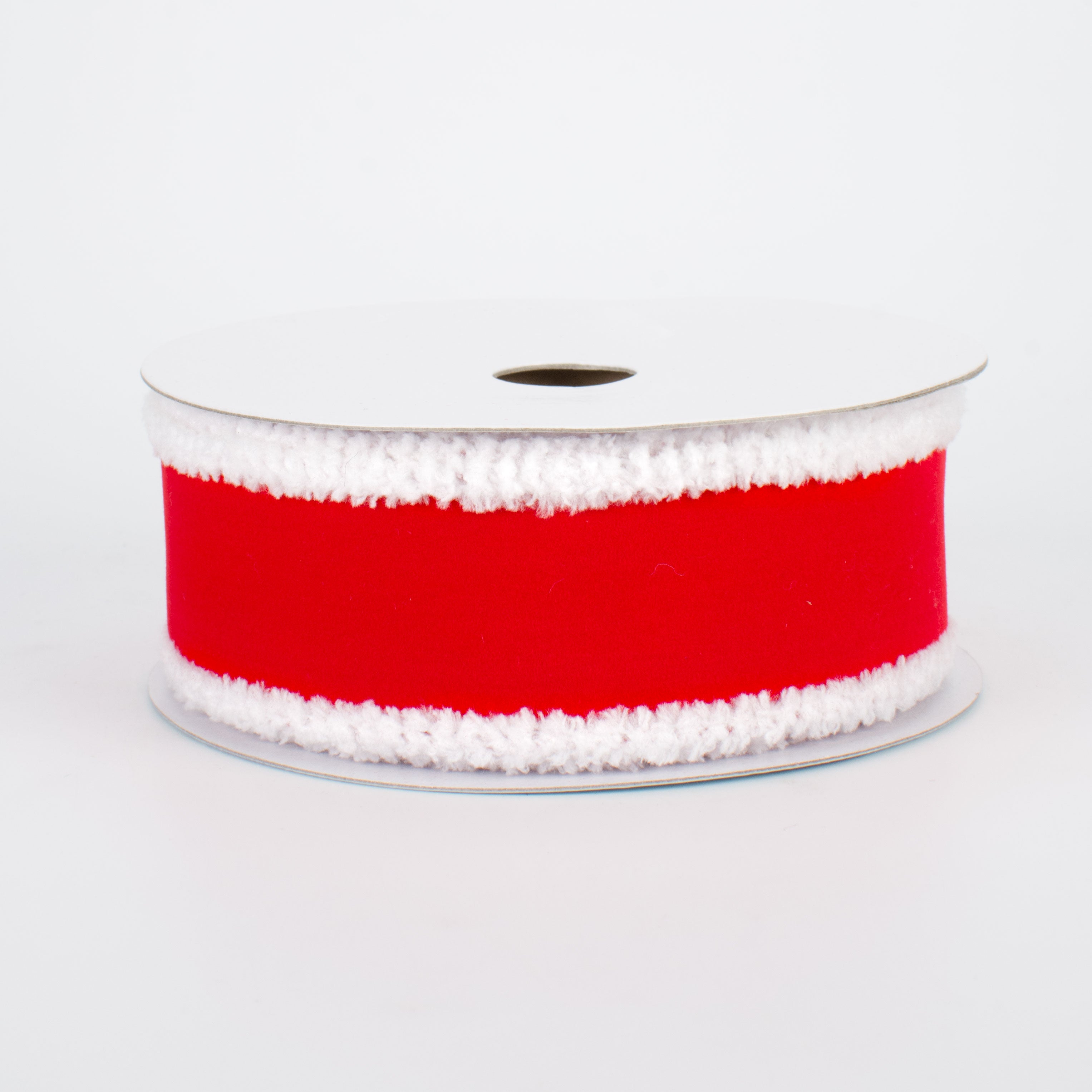 1.5" Chenille Edge Velvet Ribbon: Red (10 Yards)