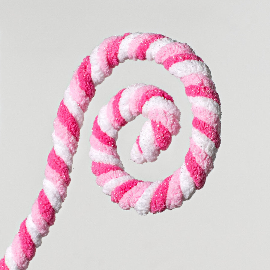 29" Chenille Spiral Curly Spray: Pink & White Lifestyle Photo