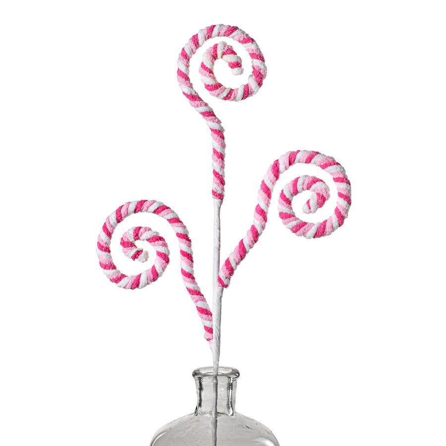 29" Chenille Spiral Curly Spray: Pink & White Item Number: 85553PKWT