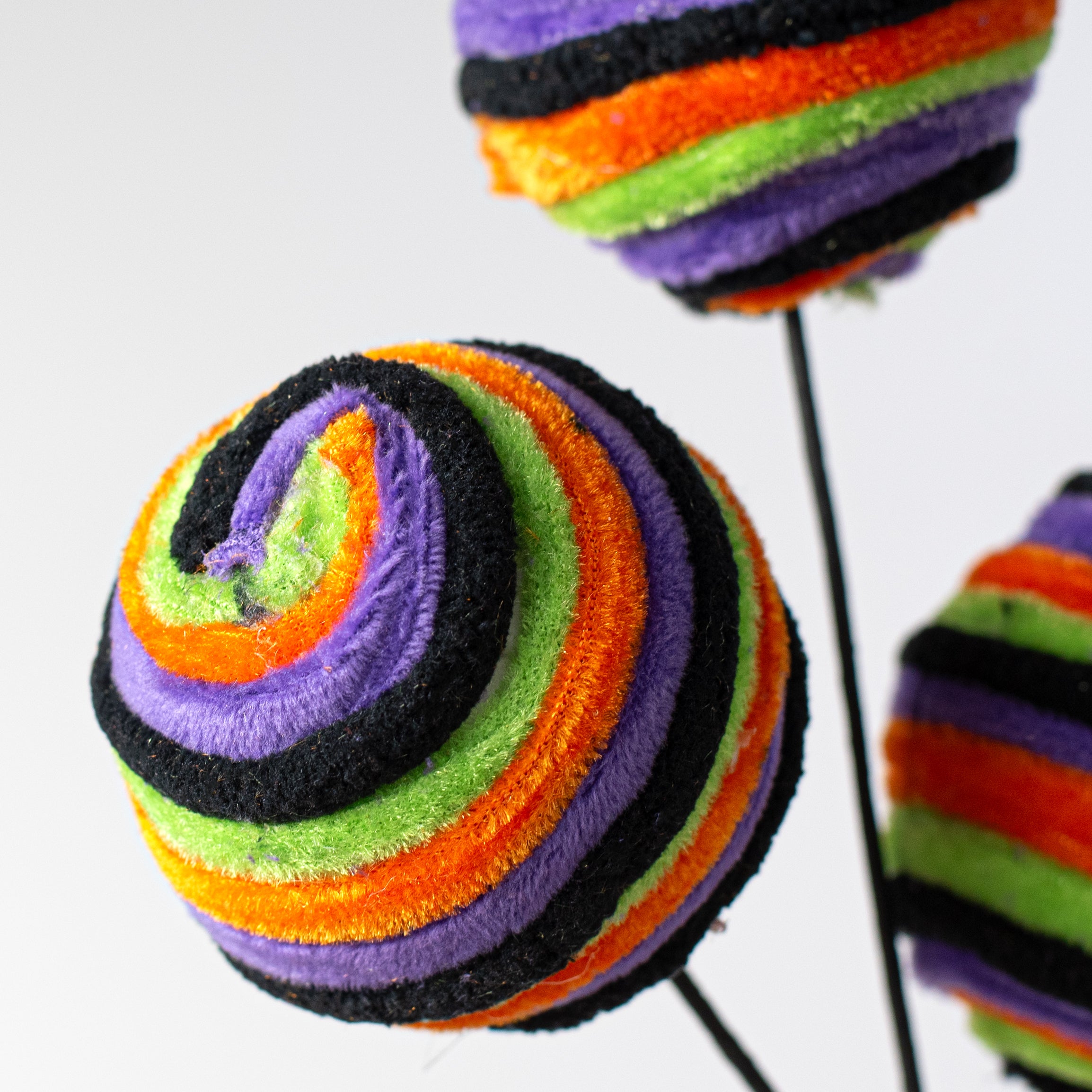 16" Chenille Stripe Ball Pick: Bright Halloween Lifestyle Photo
