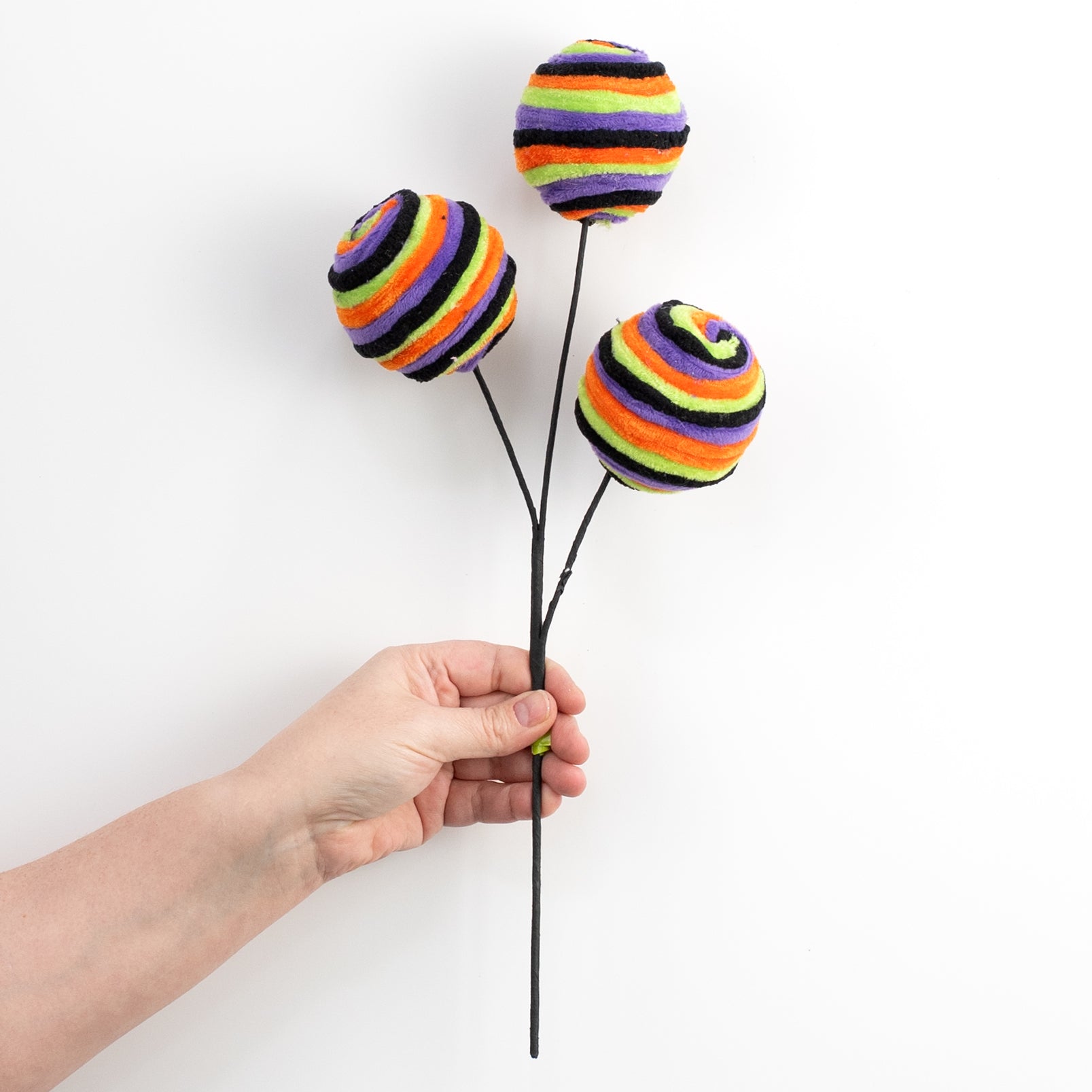 16" Chenille Stripe Ball Pick: Bright Halloween detail photo 3