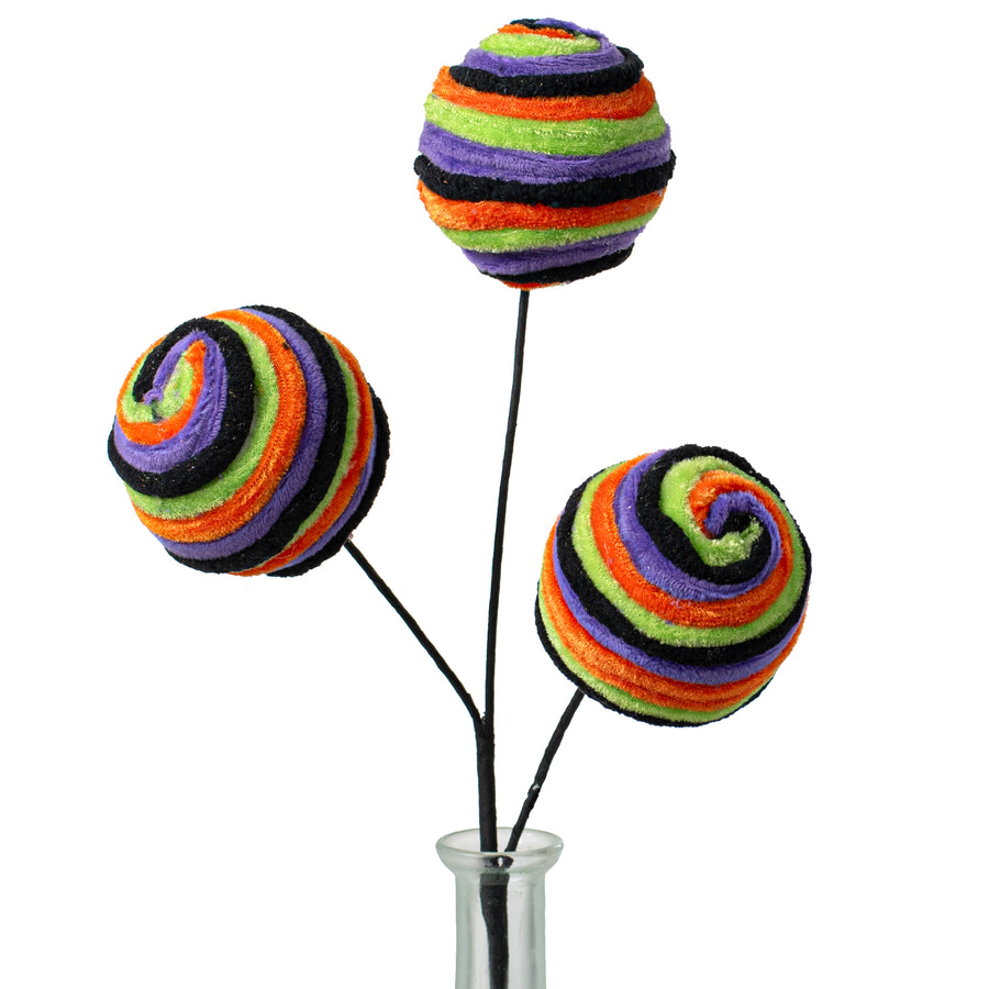 16" Chenille Stripe Ball Pick: Bright Halloween Item Number: 57028HAL