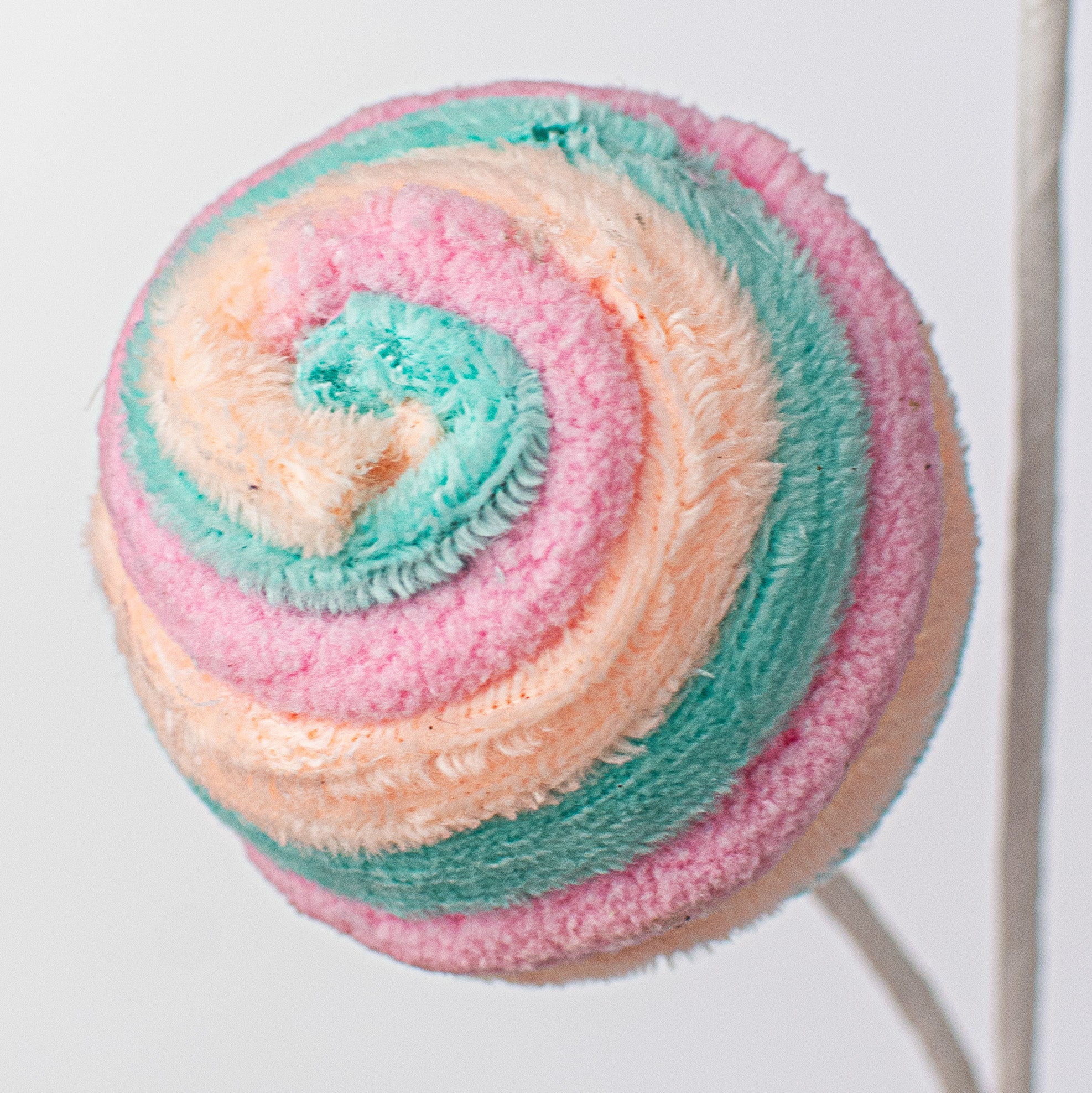 17" Chenille Stripe Ball Pick: Teal, Pink, Peach Lifestyle Photo