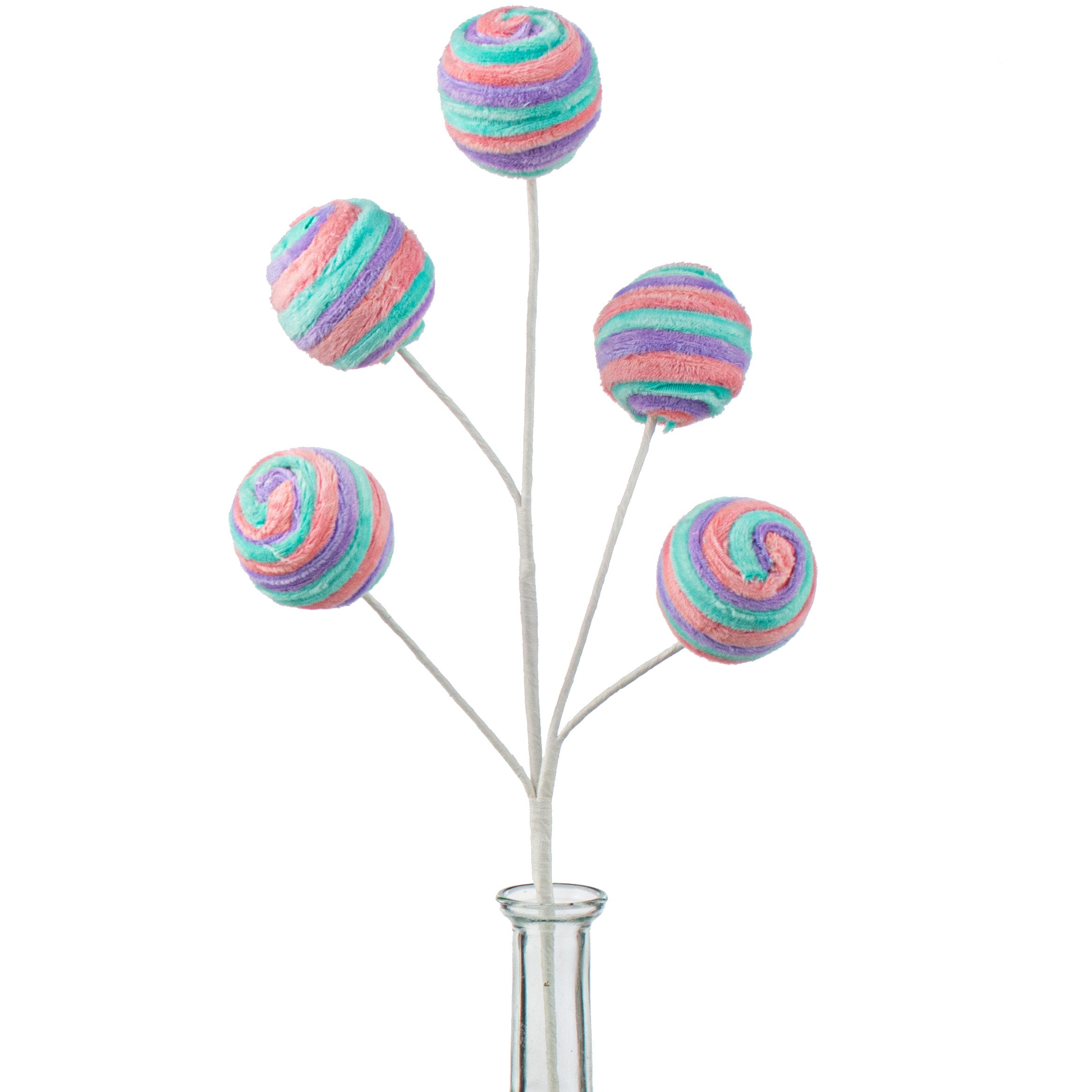 17" Chenille Stripe Ball Pick: Teal, Pink, Purple Item Number: 63206MIX