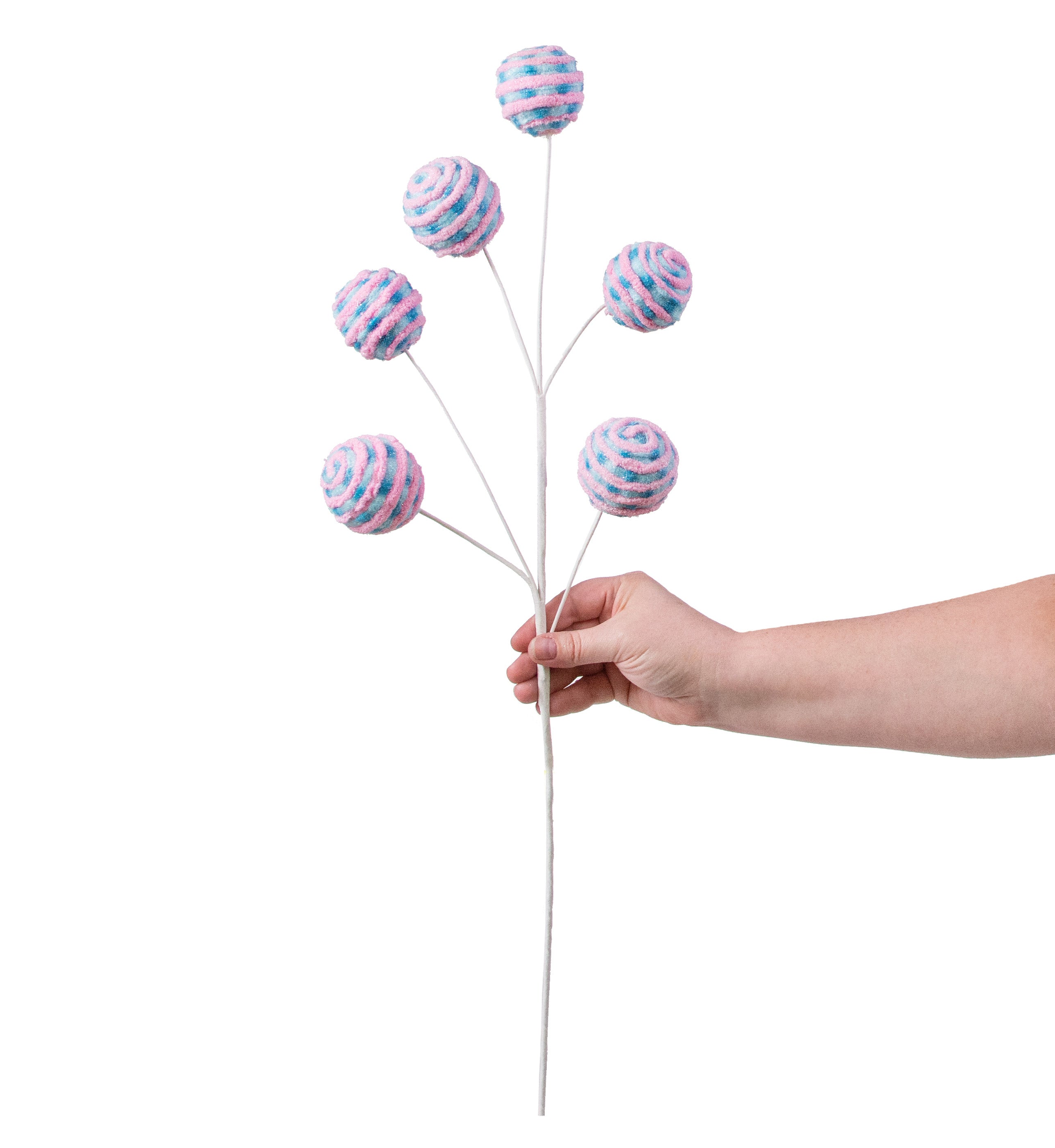 26" Chenille Twirl Ball Spray: Pink & Blue detail photo 3