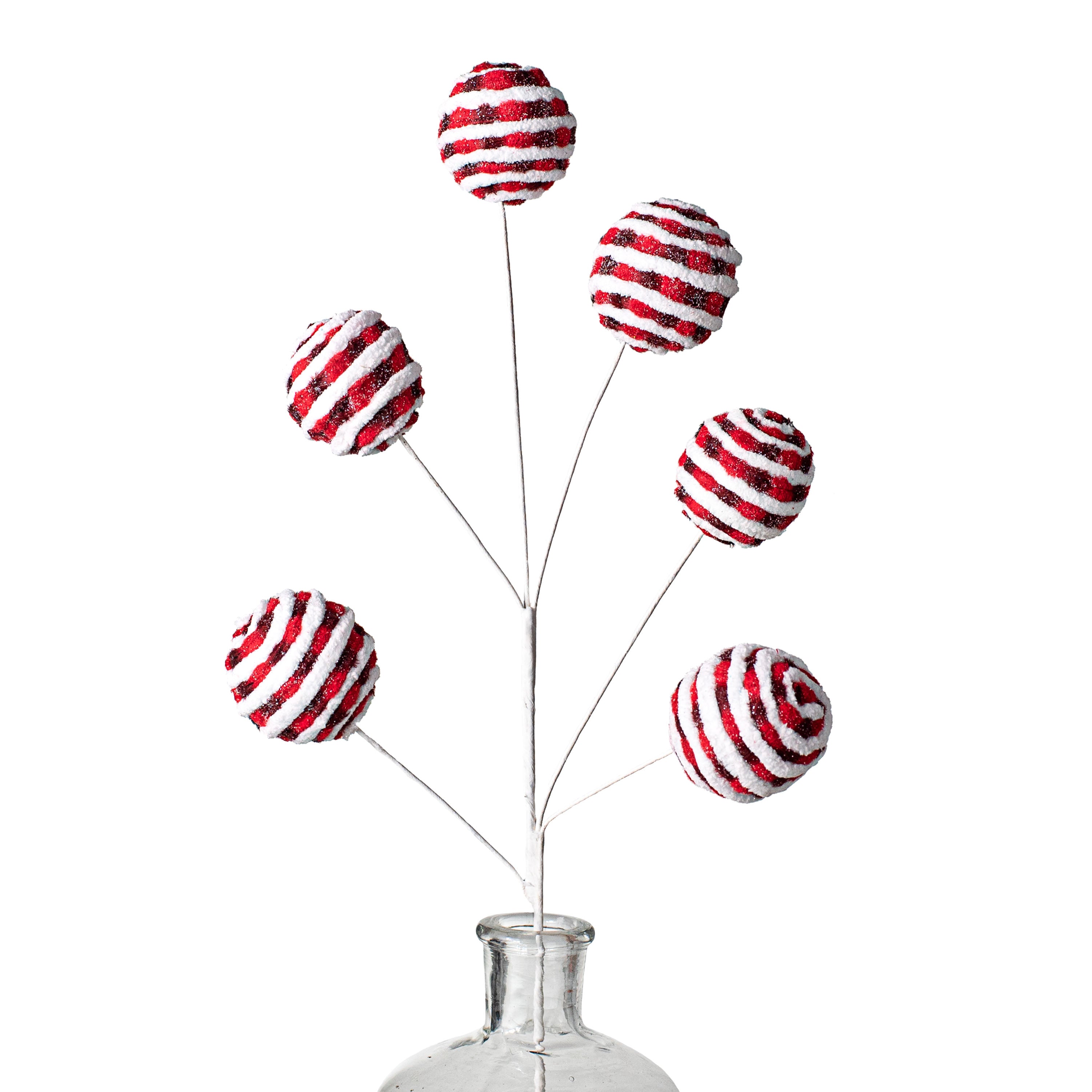 26" Chenille Twirl Ball Spray: Red & White Item Number: 85199RDWT