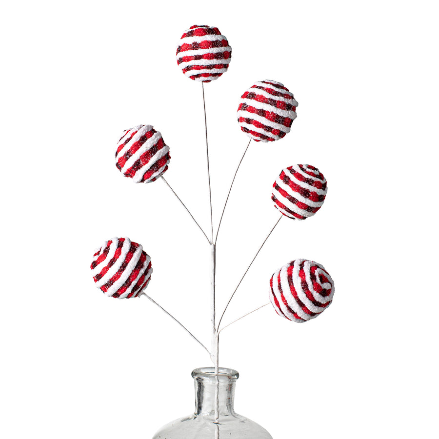26" Chenille Twirl Ball Spray: Red & White Item Number: 85199RDWT