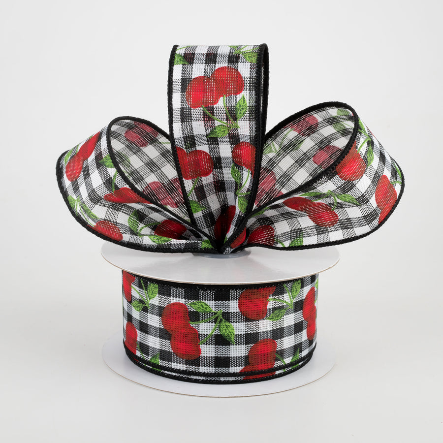 1.5" Cherries On Check Ribbon (10 Yards) Lifestyle Photo